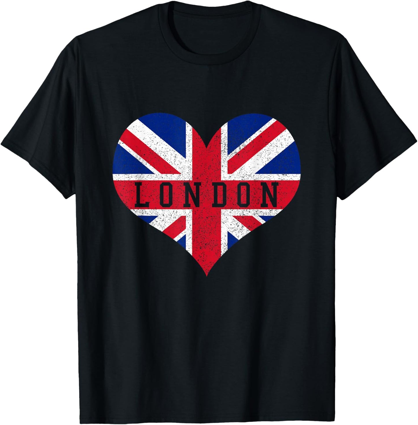 London - Heart Flag Union Jack UK England Souvenir Gift T-Shirt - T-Shirt | Black