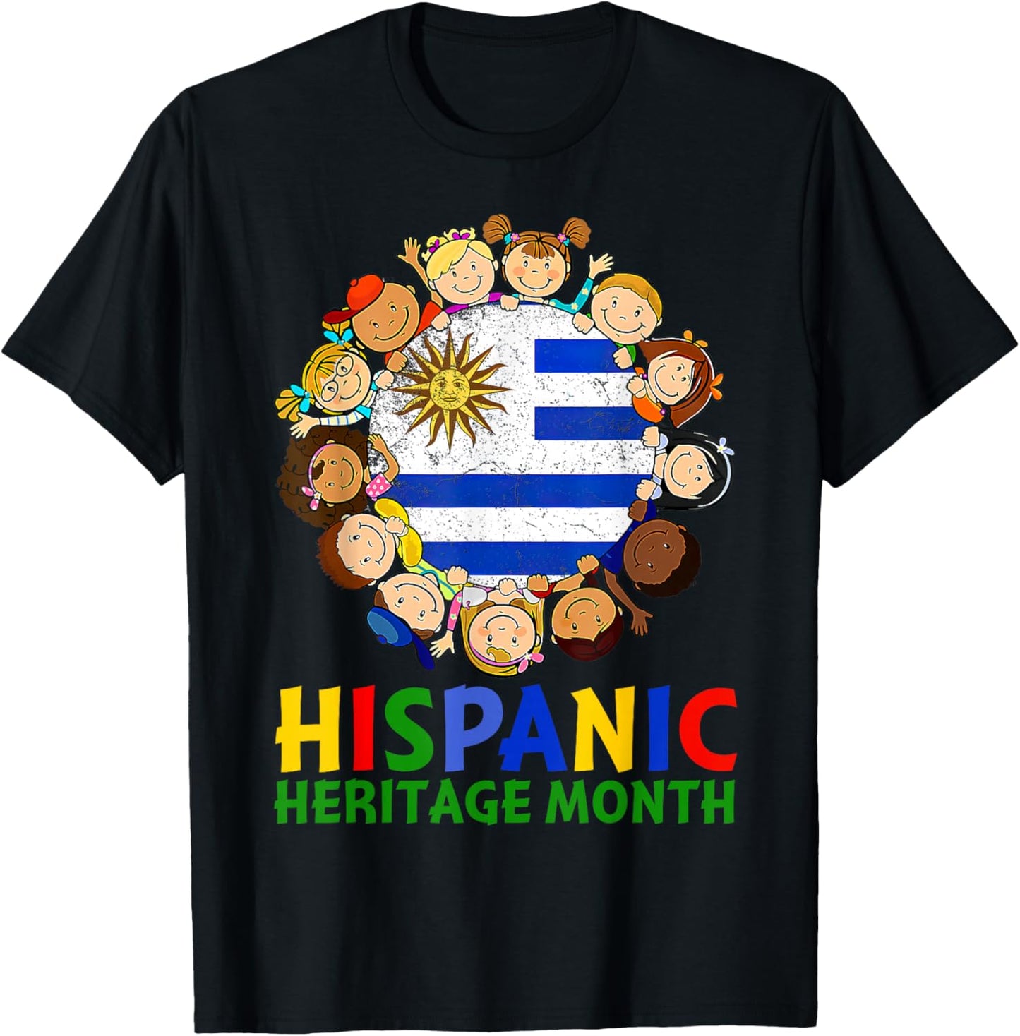 Hispanic Heritage Month Uruguay Kids Boys Girls T-Shirt - T-Shirt | Black