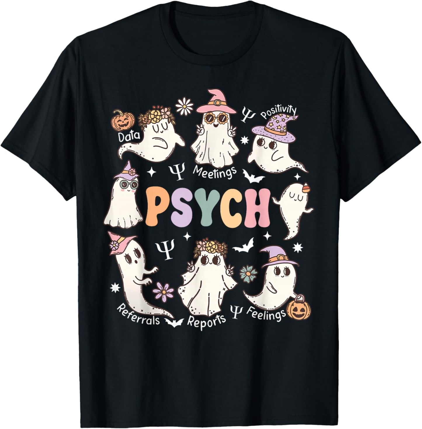 School Psychologist Halloween Spooky Psych Ghost Psychology T-Shirt - T-Shirt | Black