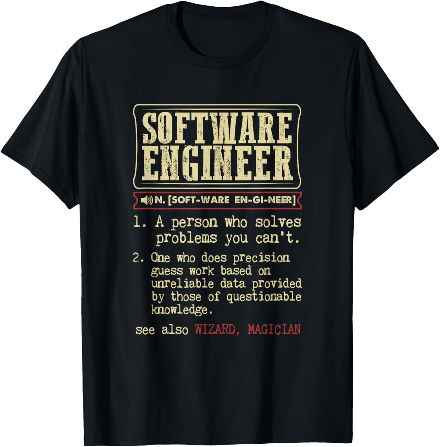 Software Engineer Gift Funny Dictionary Definition T-Shirt - T-Shirt | Black