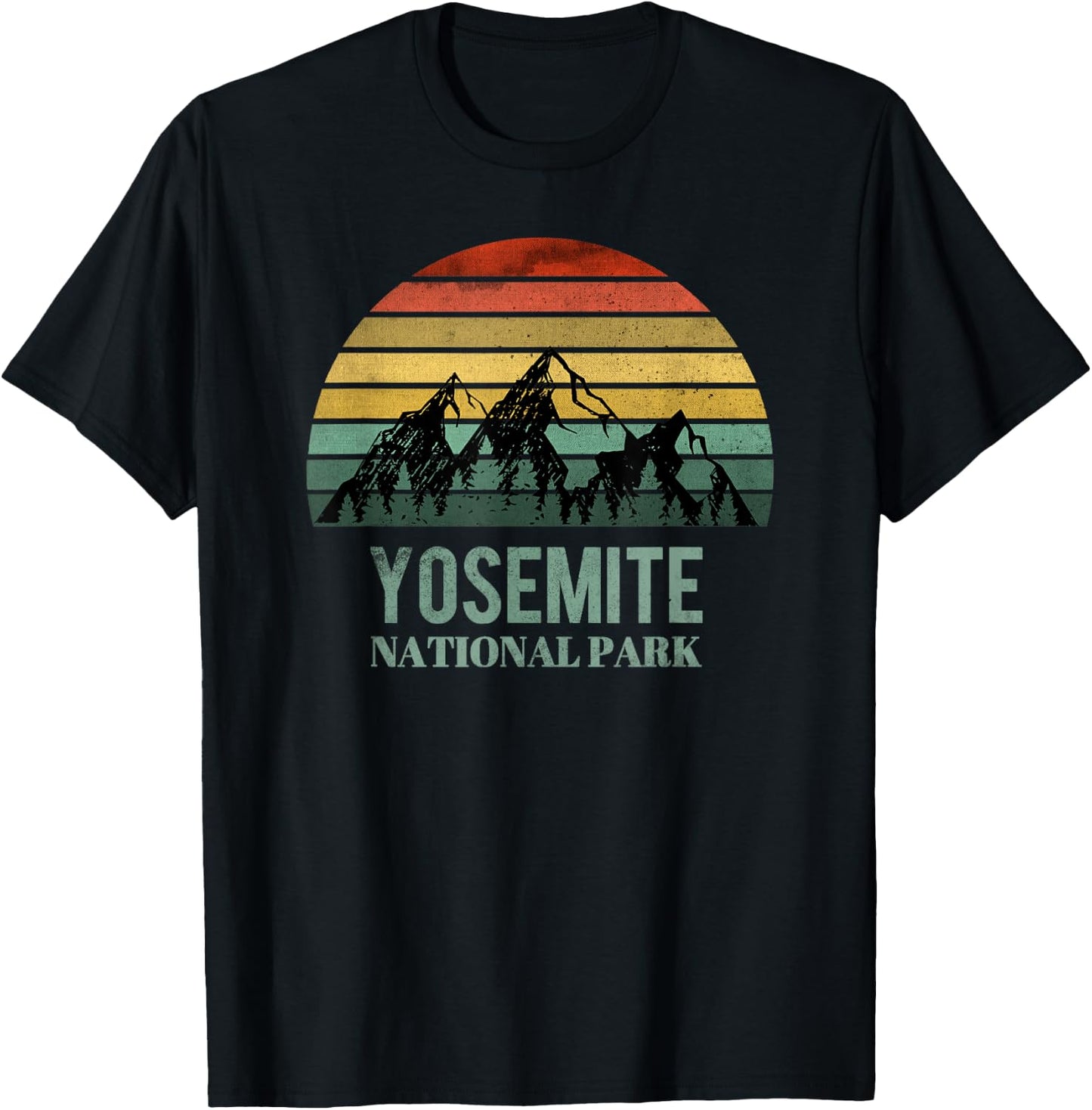Vintage Yosemite National Park Mountain California T-Shirt - T-Shirt | Black