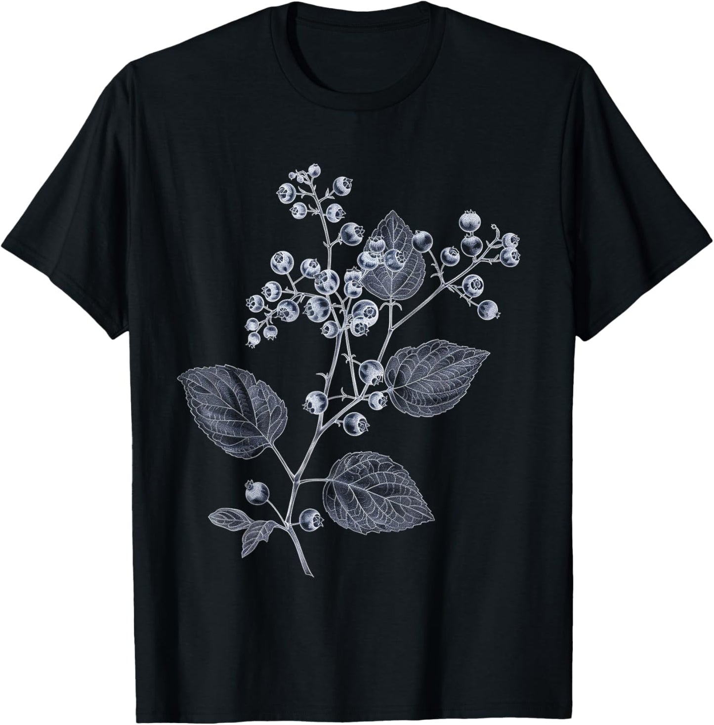 Blueberry Botanical Drawing T-Shirt - T-Shirt | Black