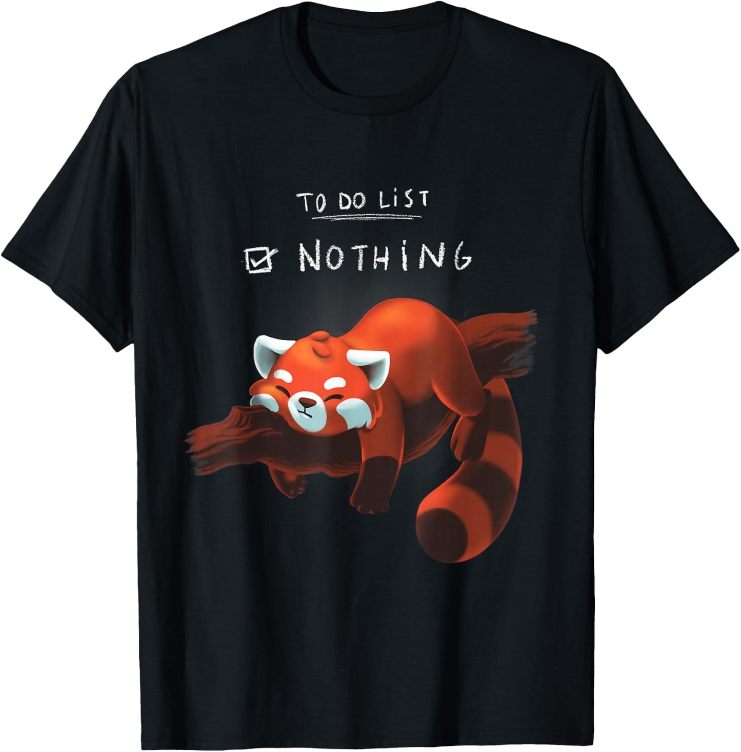 Red panda cute lazy animal To do list T-Shirt - T-Shirt | Black