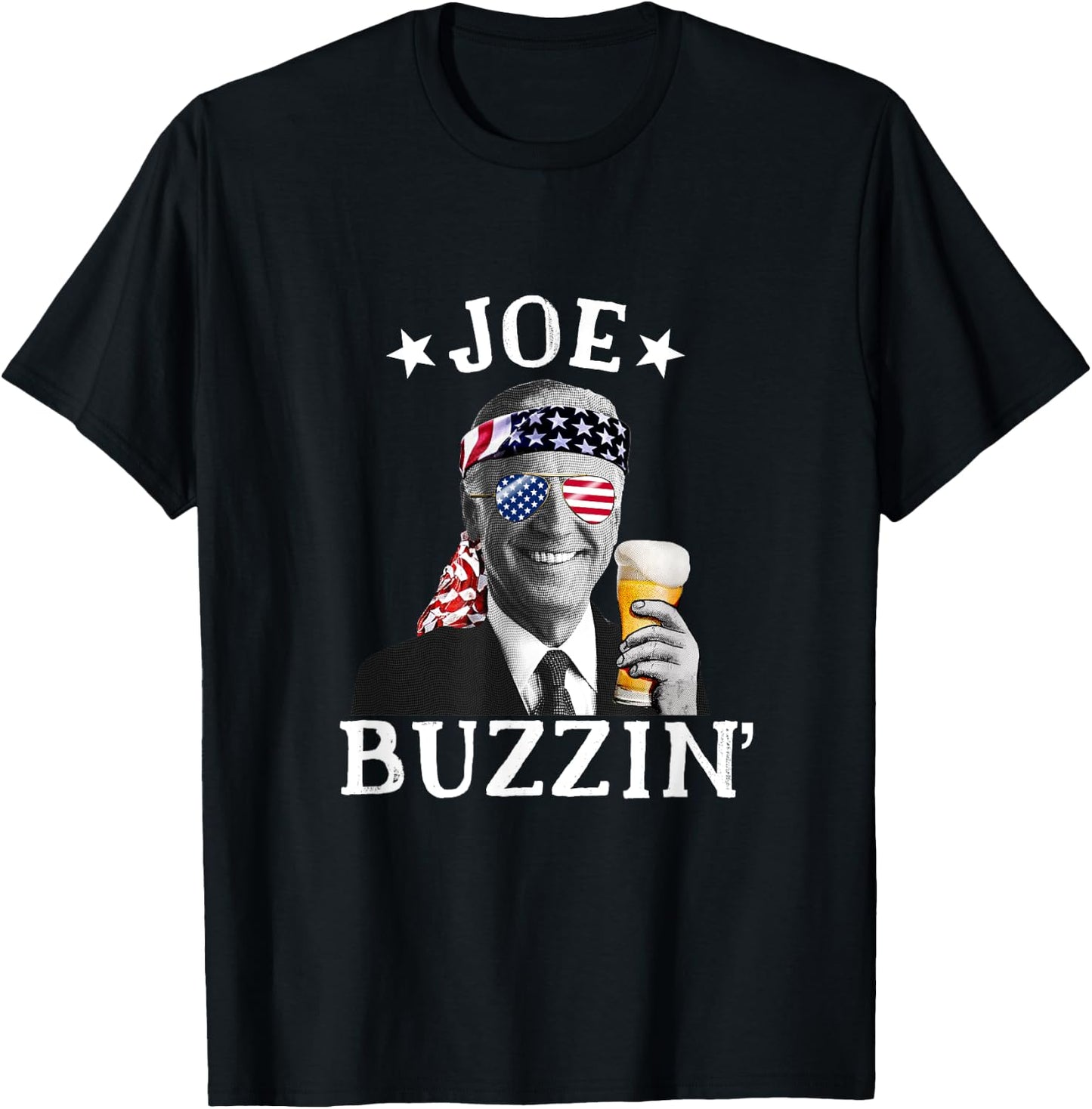 Joe Buzzin' Patriotic July 4th Drinking President Joe Biden Men T-Shirt - T-Shirt | Black