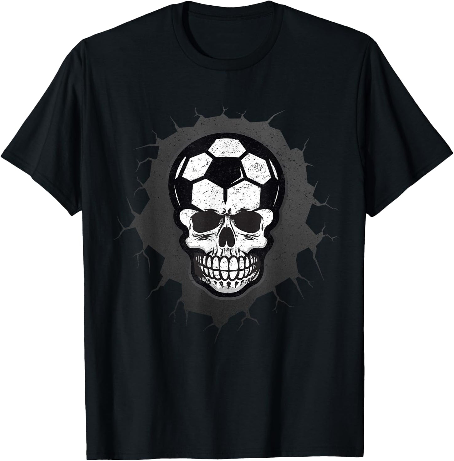Soccer Skull Halloween, Skeleton Sporty Athlete T-Shirt - T-Shirt | Black