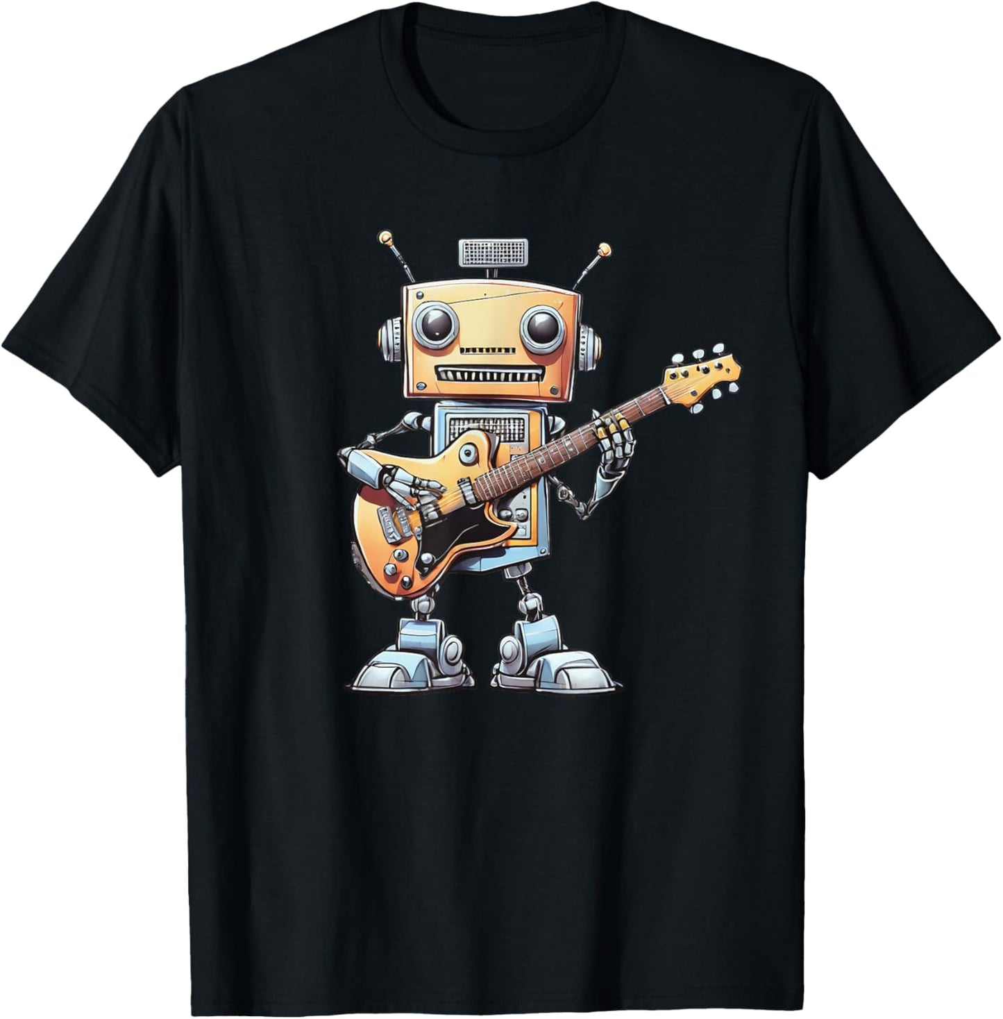 Funny Guitarist Robot Guitar Player Musician Robotics Gift T-Shirt - T-Shirt | Black