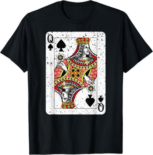 Queen of Spades Deck of Playing Cards Vintage Retro Style T-Shirt - T-Shirt | Black