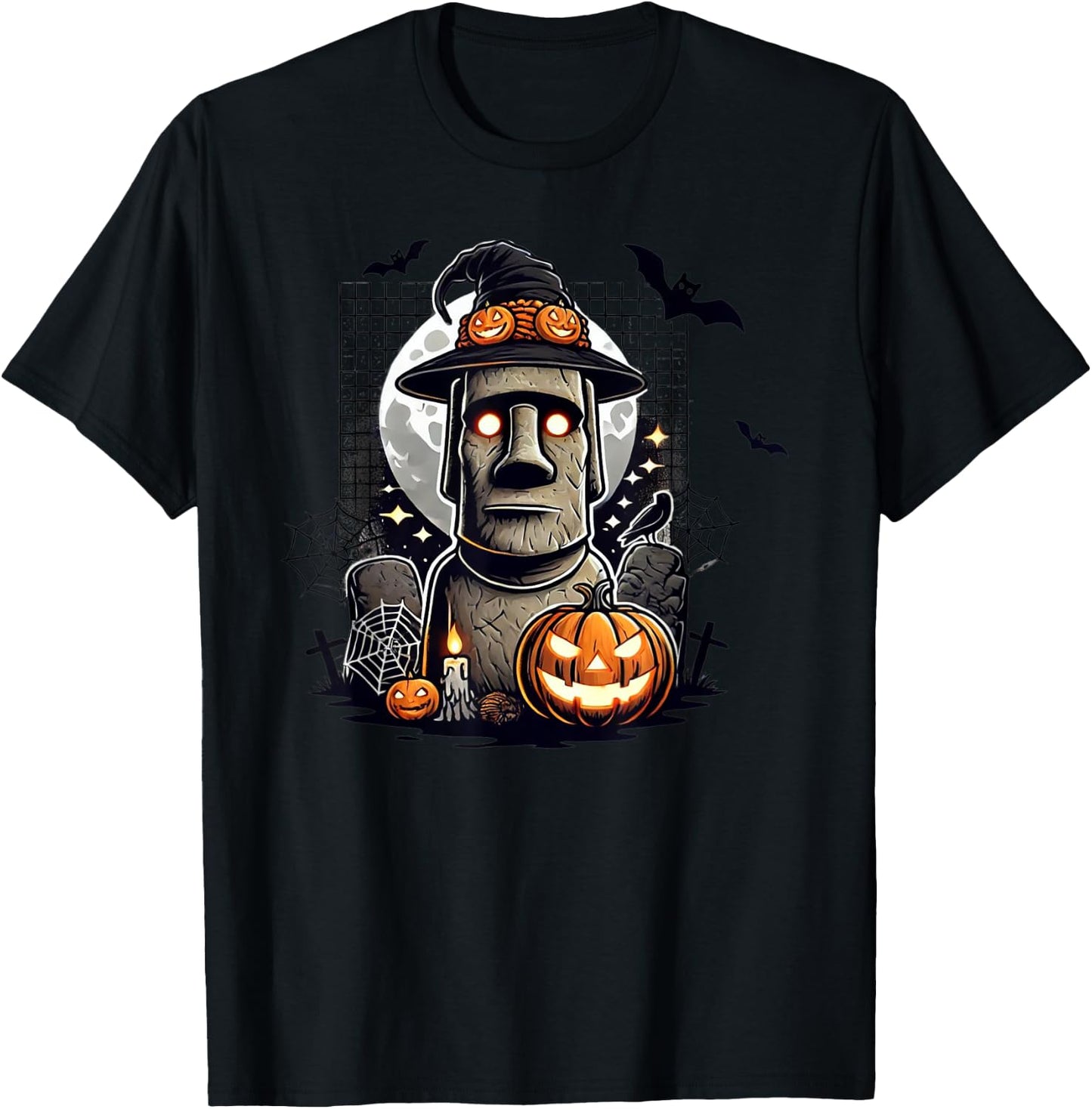 Halloween Moai Statue Ancient Culture T-Shirt - T-Shirt | Black