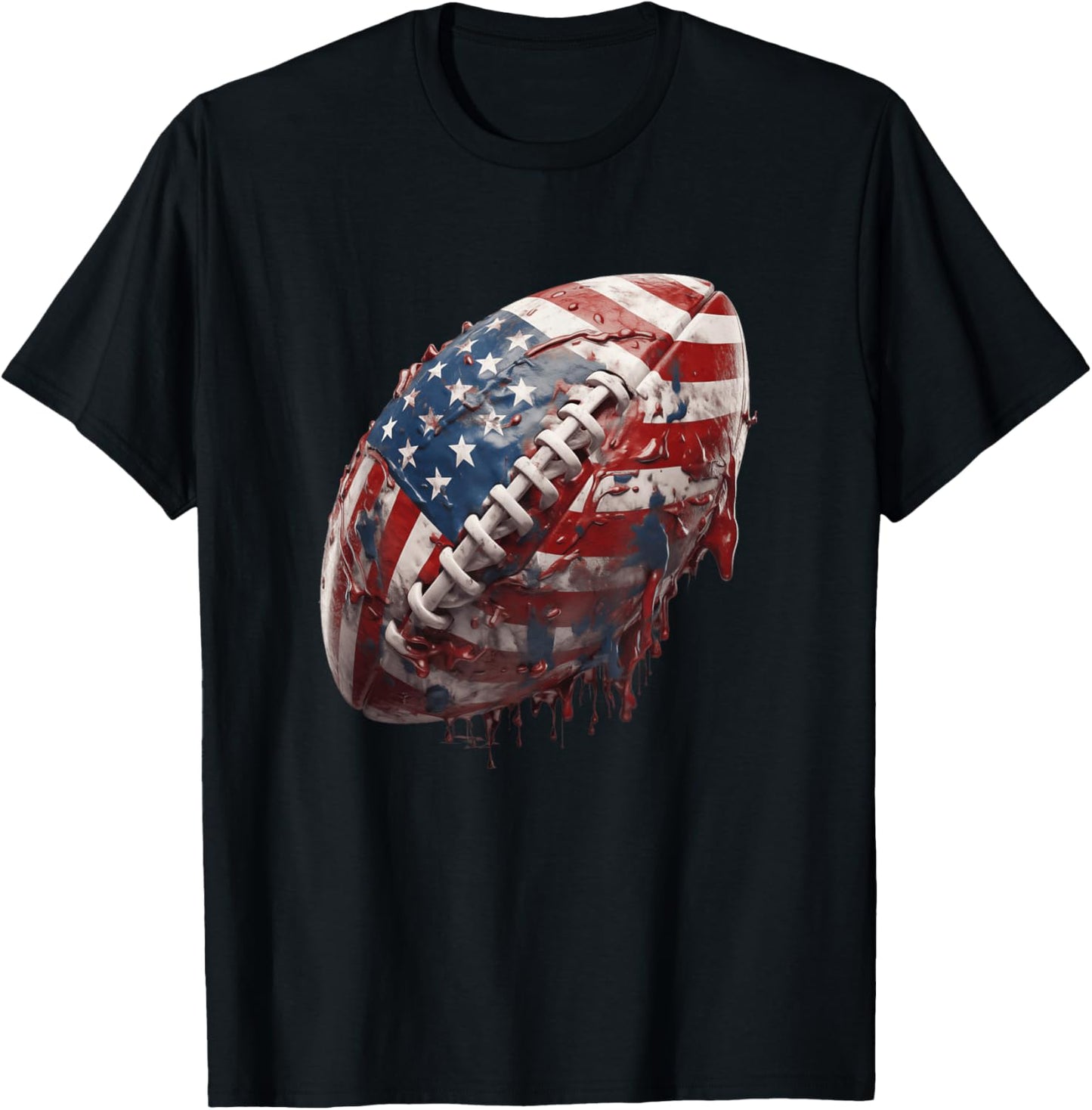 American Football Us Flag T-Shirt - T-Shirt | Black