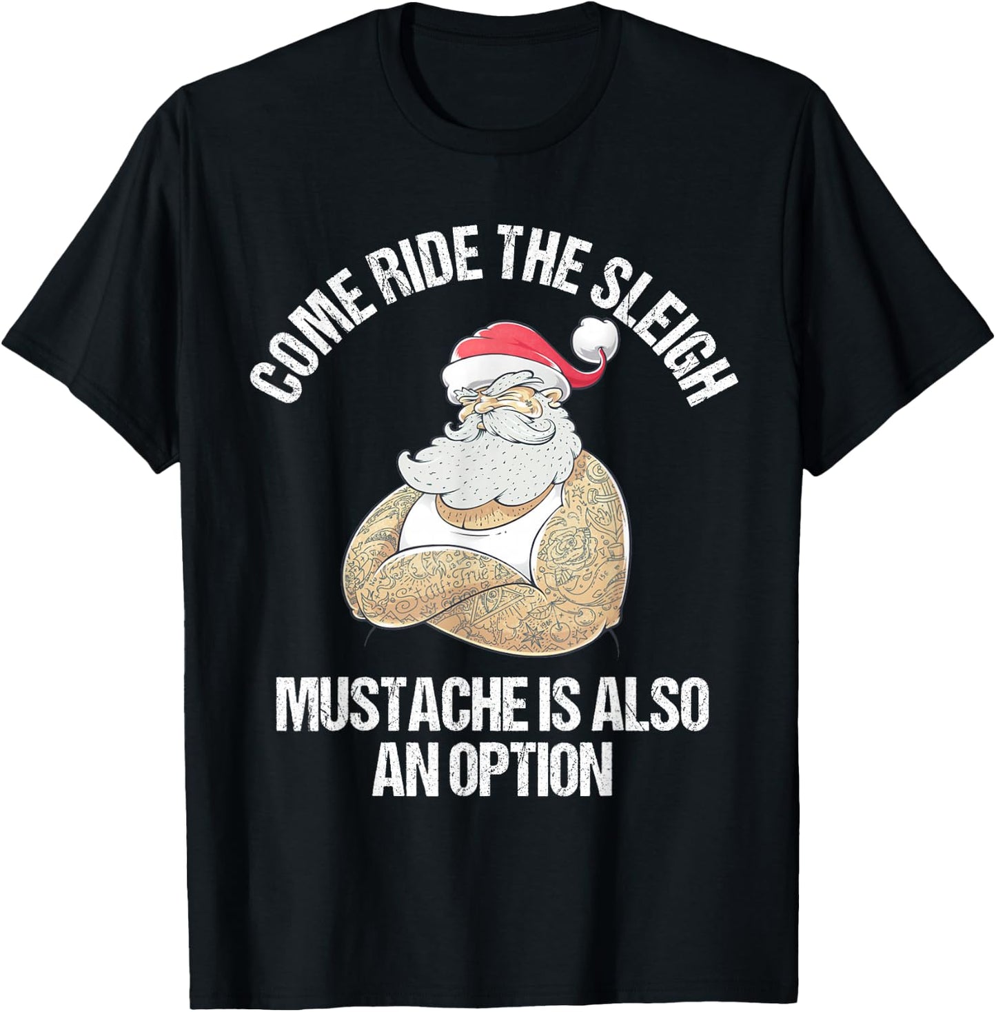 Christmas Inappropriate Naughty Santa Free Sleigh Rides T-Shirt - T-Shirt | Black