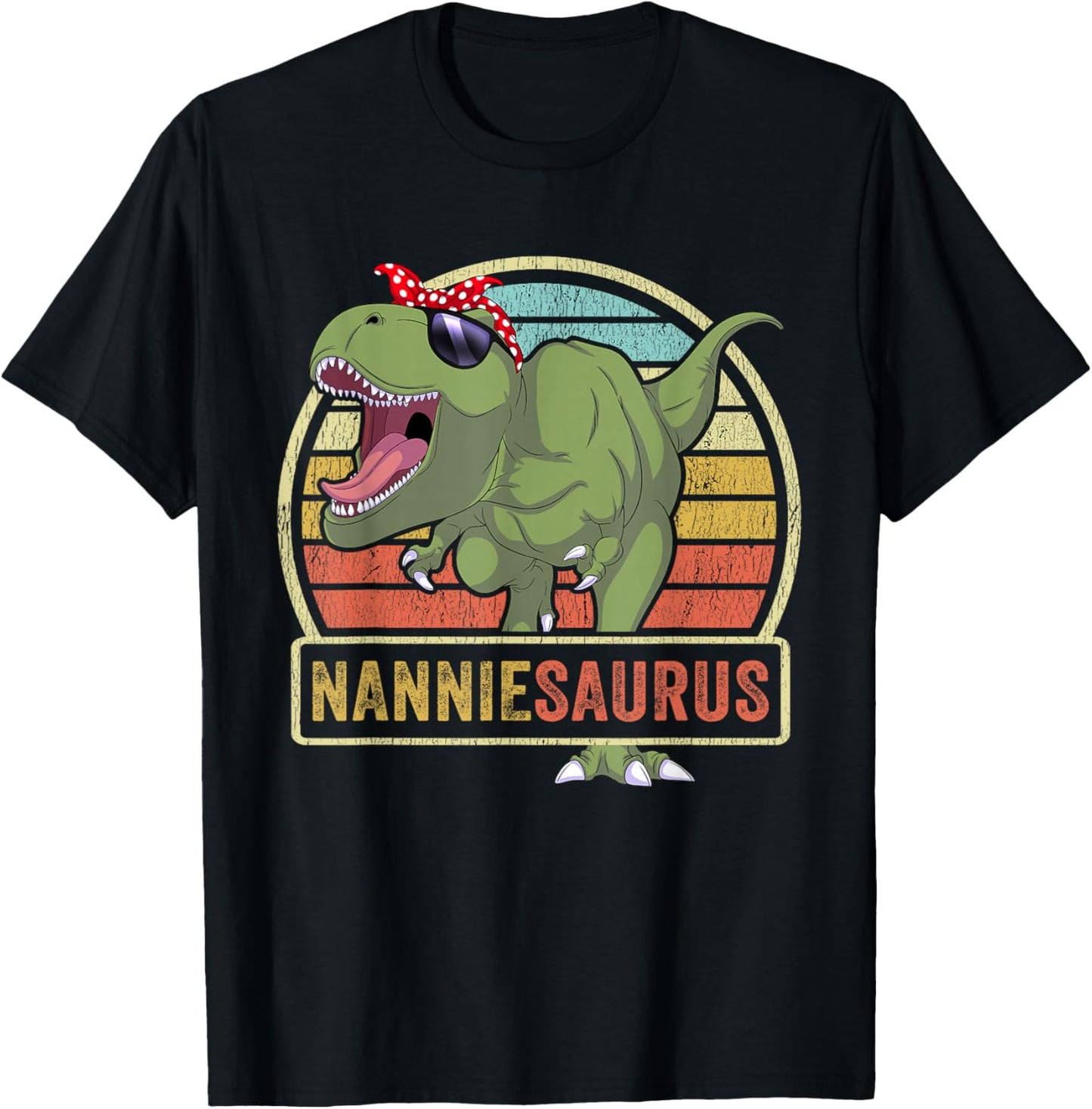 Nanniesaurus Dinosaur Nannie Saurus Family Matching T-Shirt - T-Shirt | Black