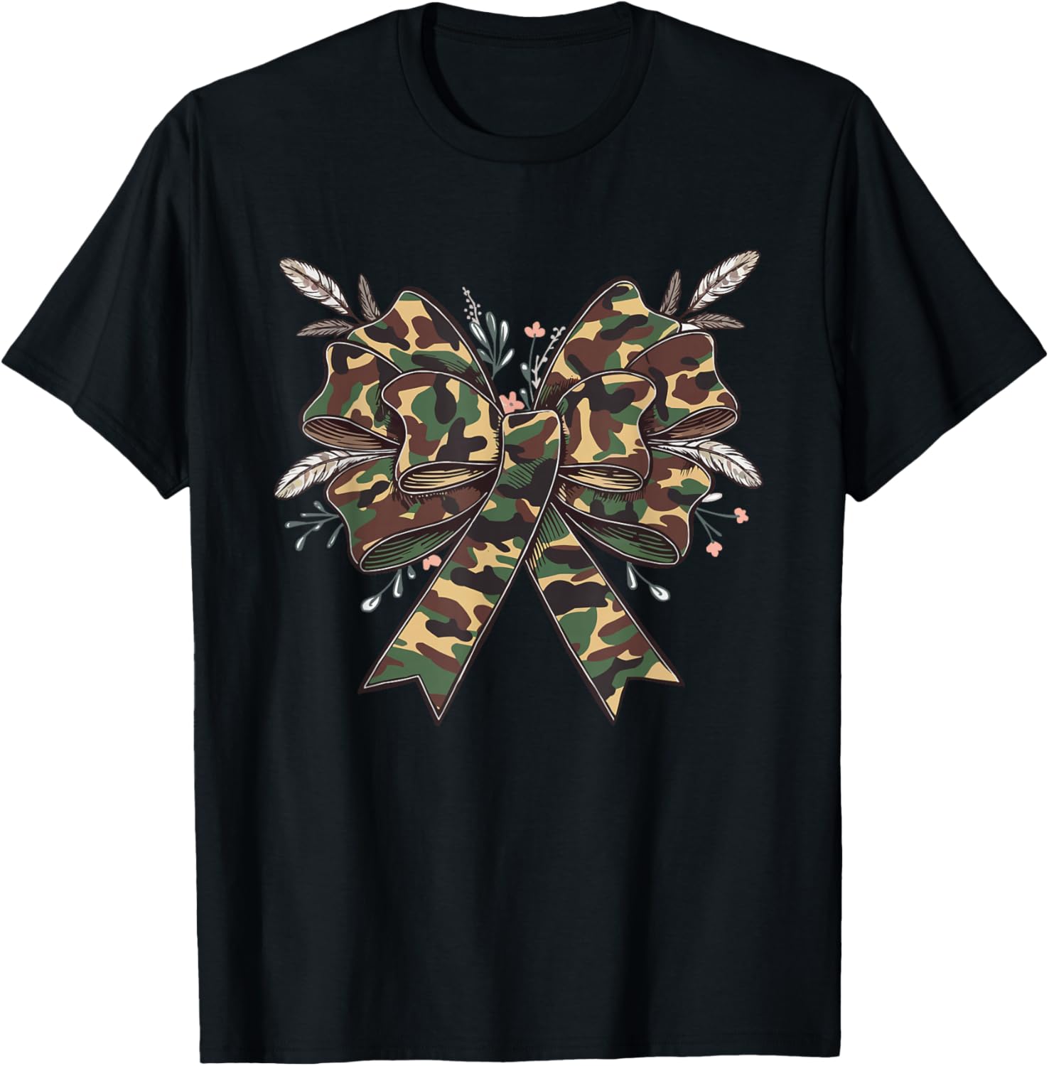 Coquette Camo Bow Camouflage Antlers Hunting Duck Women Girl T-Shirt - T-Shirt | Black