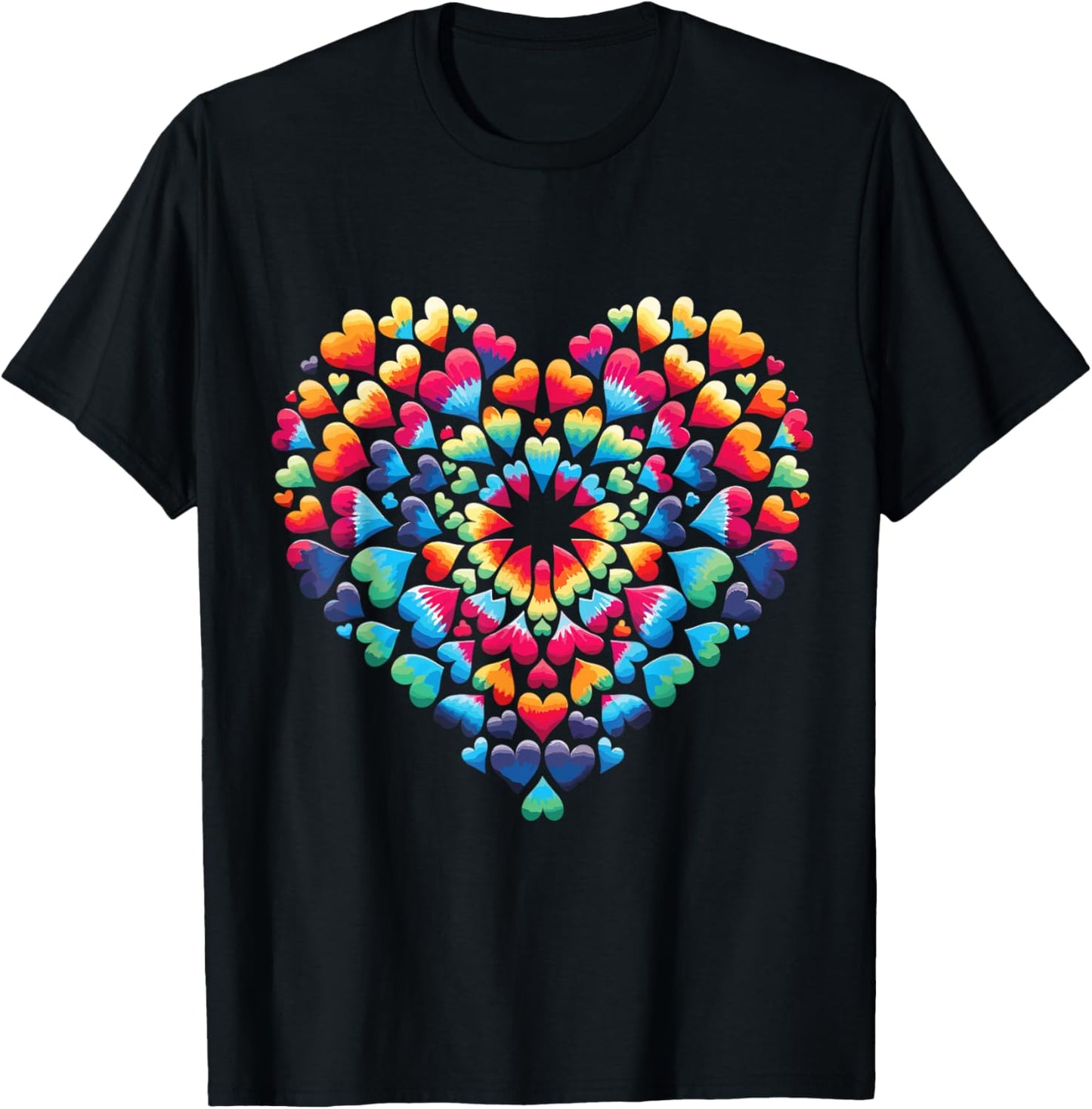 Vibrant Heart Tie-Dye Explosion Colorful rainbow Love T-Shirt - T-Shirt | Black