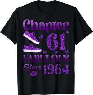 Chapter 61 Fabulous Since 1964 61st Birthday Gift T-Shirt - T-Shirt | Black