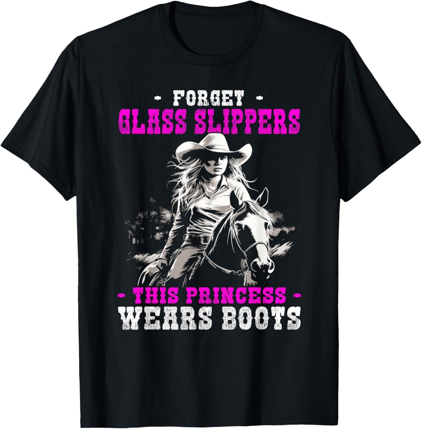 This Princess Wears Boots | western riding T-Shirt - T-Shirt | Black