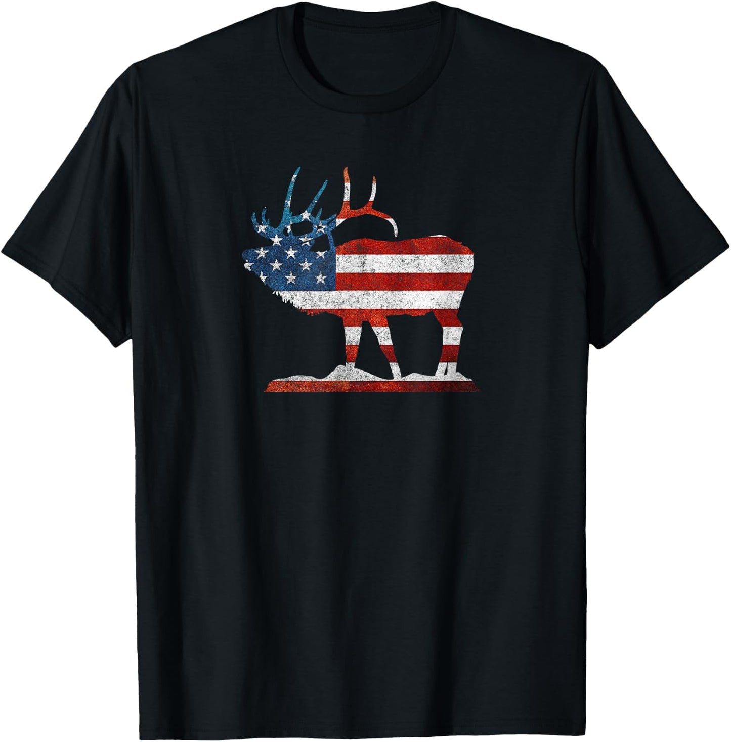 Vintage Bull Elk Shirt American Elk Hunting Gift T-Shirt - T-Shirt | Black