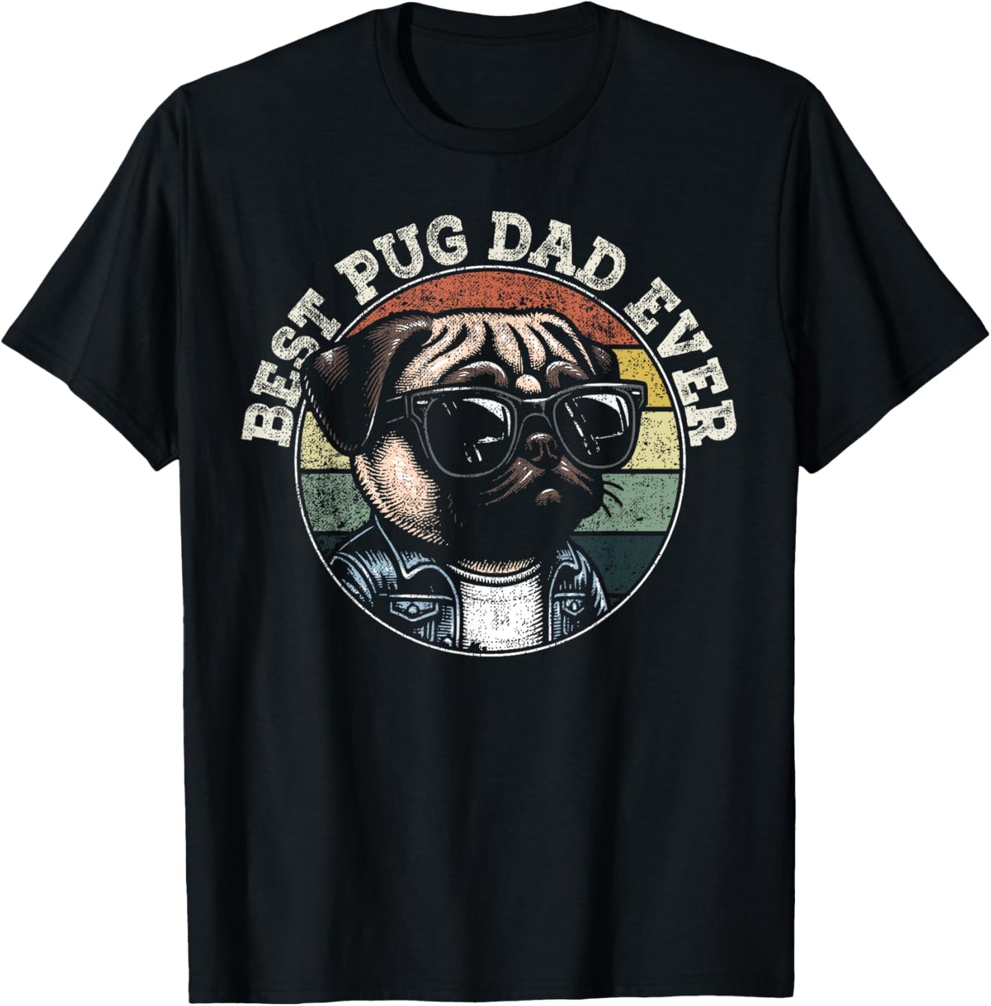 Pug Fathers Day Dog Lovers Pug Owner Best Pug Dad Ever T-Shirt - T-Shirt | Black