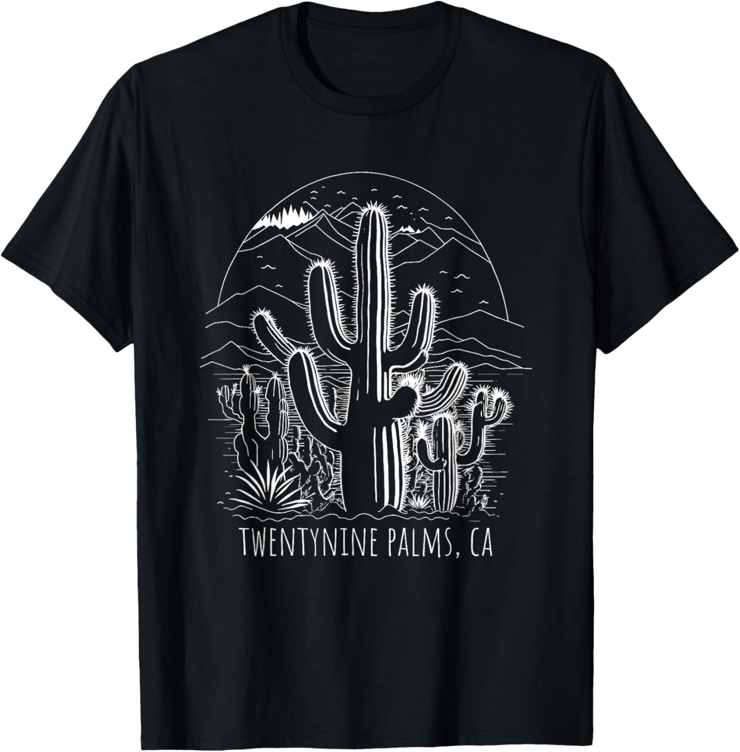 Twentynine Palms California Cactus Desert Scene Design T-Shirt - T-Shirt | Black