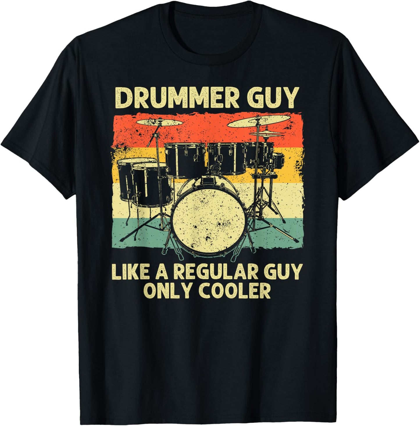 Funny Drumming Art Dad Drumline Drum Set Drummer T-Shirt - T-Shirt | Black