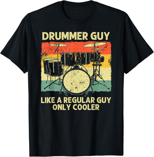 Funny Drumming Art Dad Drumline Drum Set Drummer T-Shirt - T-Shirt | Black