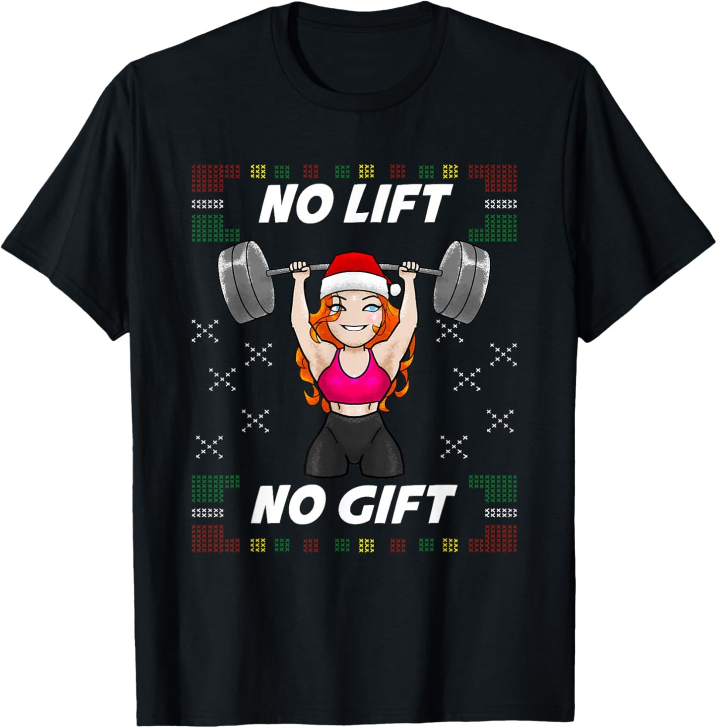 No Lift No Gift Gym Christmas Miss Santa Women T-Shirt - T-Shirt | Black