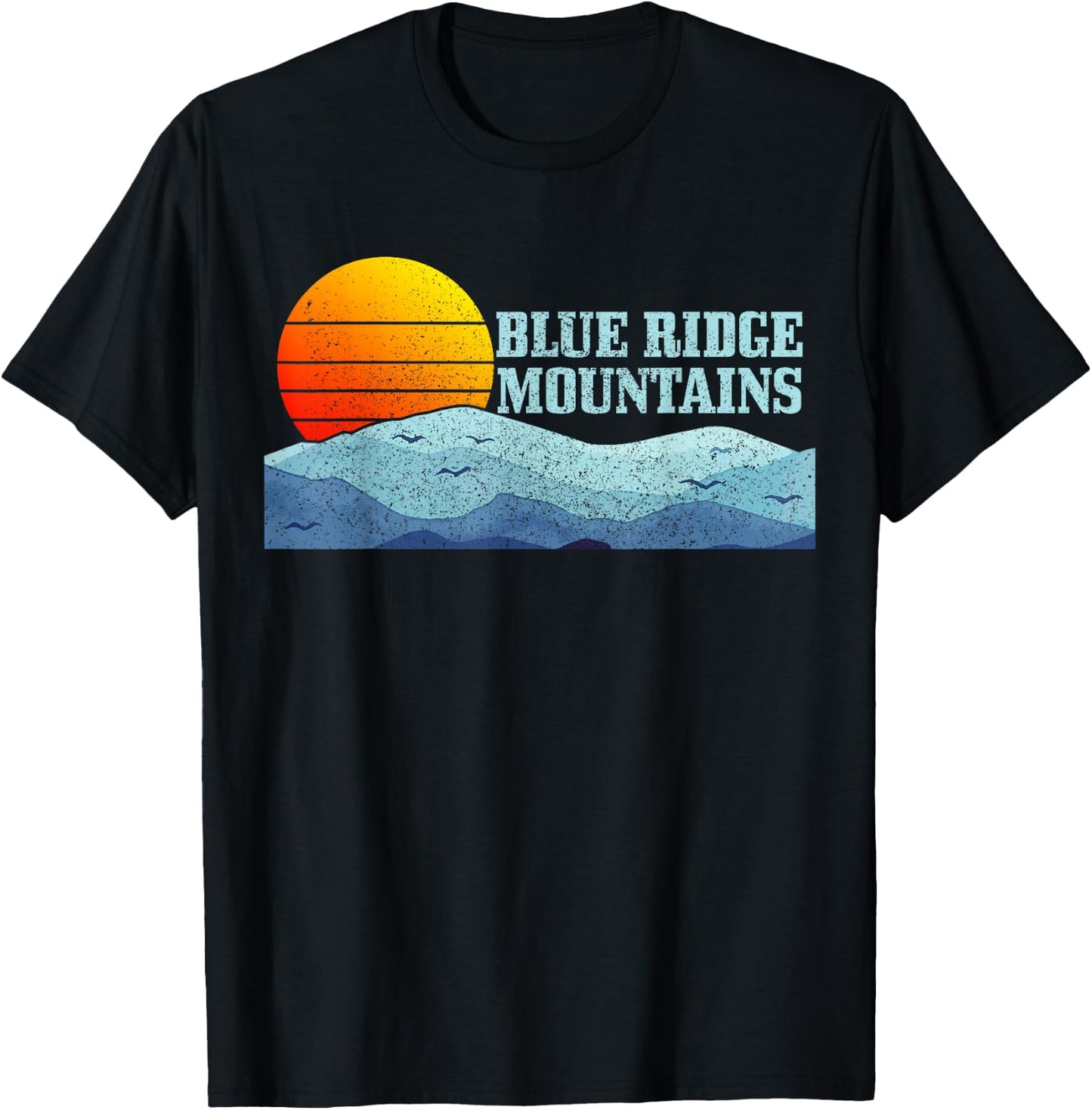 Blue Ridge Mountains Vintage Hiking Camping Gift T-Shirt - T-Shirt | Black