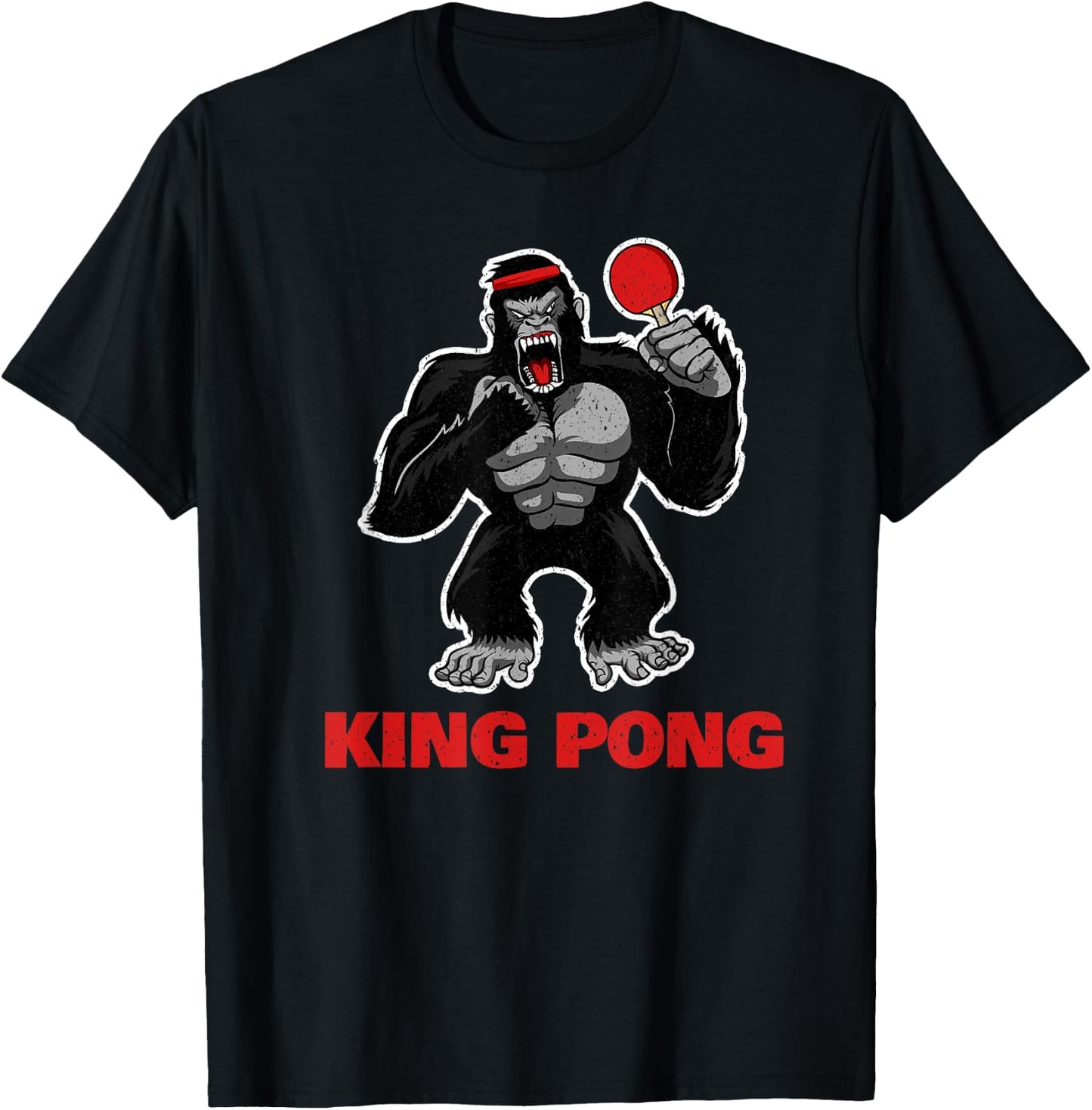 Vinta Table Tennis King Pong Funny Table Tennis King Spong T-Shirt - T-Shirt | Black