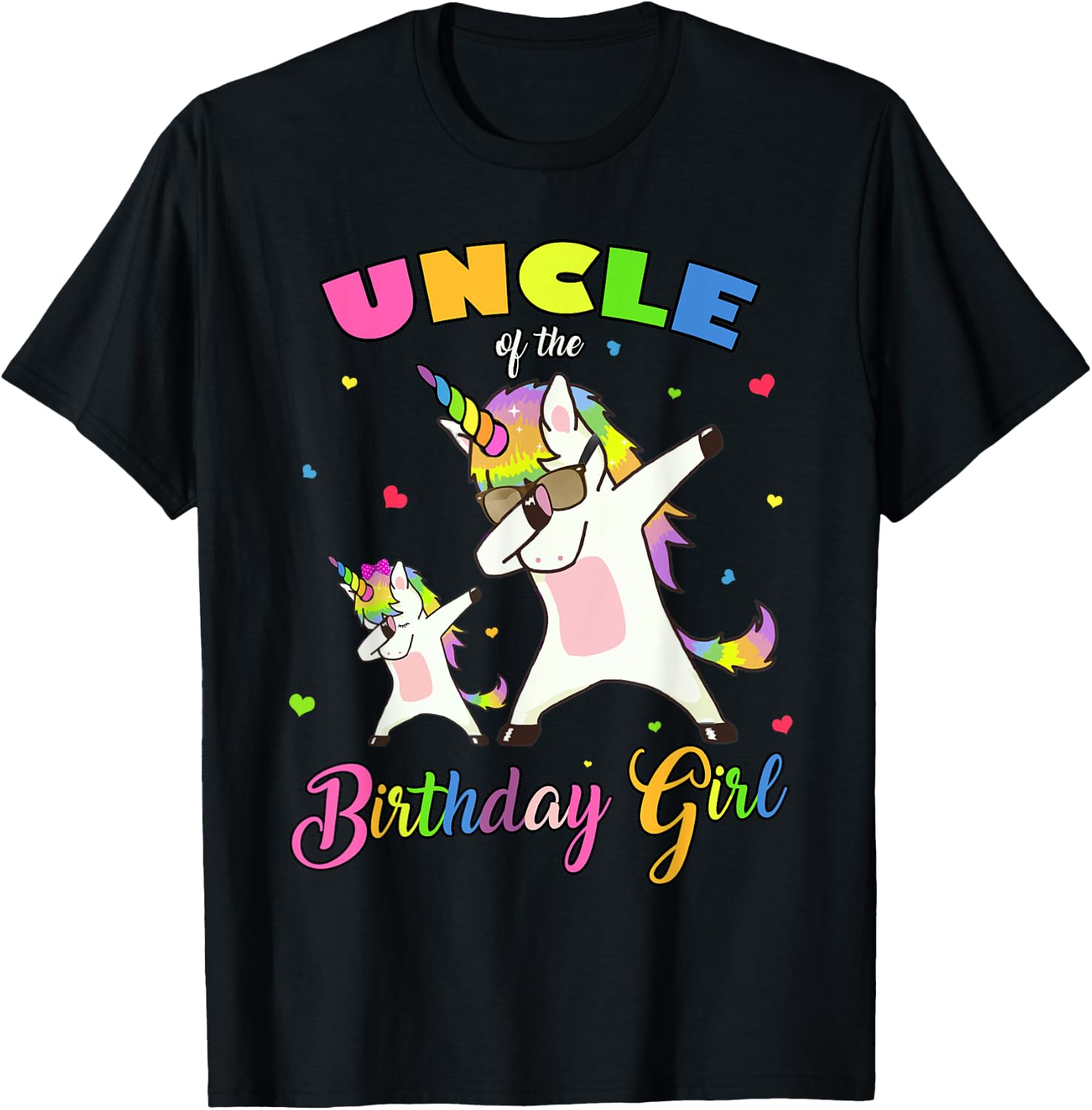 Uncle of the Birthday Girl Dabbing Unicorn Birthday Princess T-Shirt - T-Shirt | Black