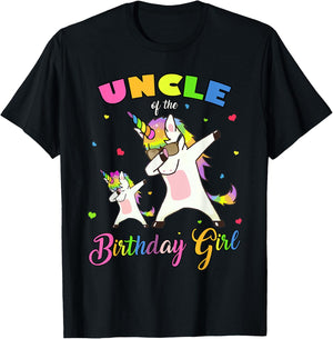 Uncle of the Birthday Girl Dabbing Unicorn Birthday Princess T-Shirt - T-Shirt | Black