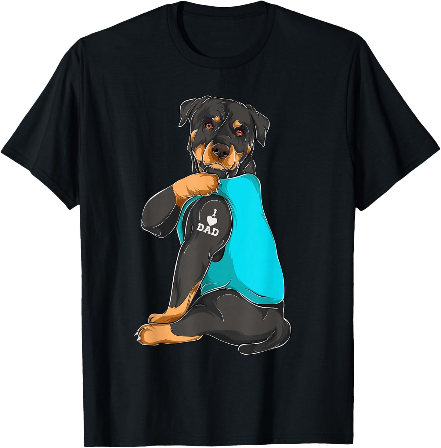 Rottweiler I Love Dad Tattoo Apparel, Dog Dad Gifts Dads T-Shirt - T-Shirt | Black