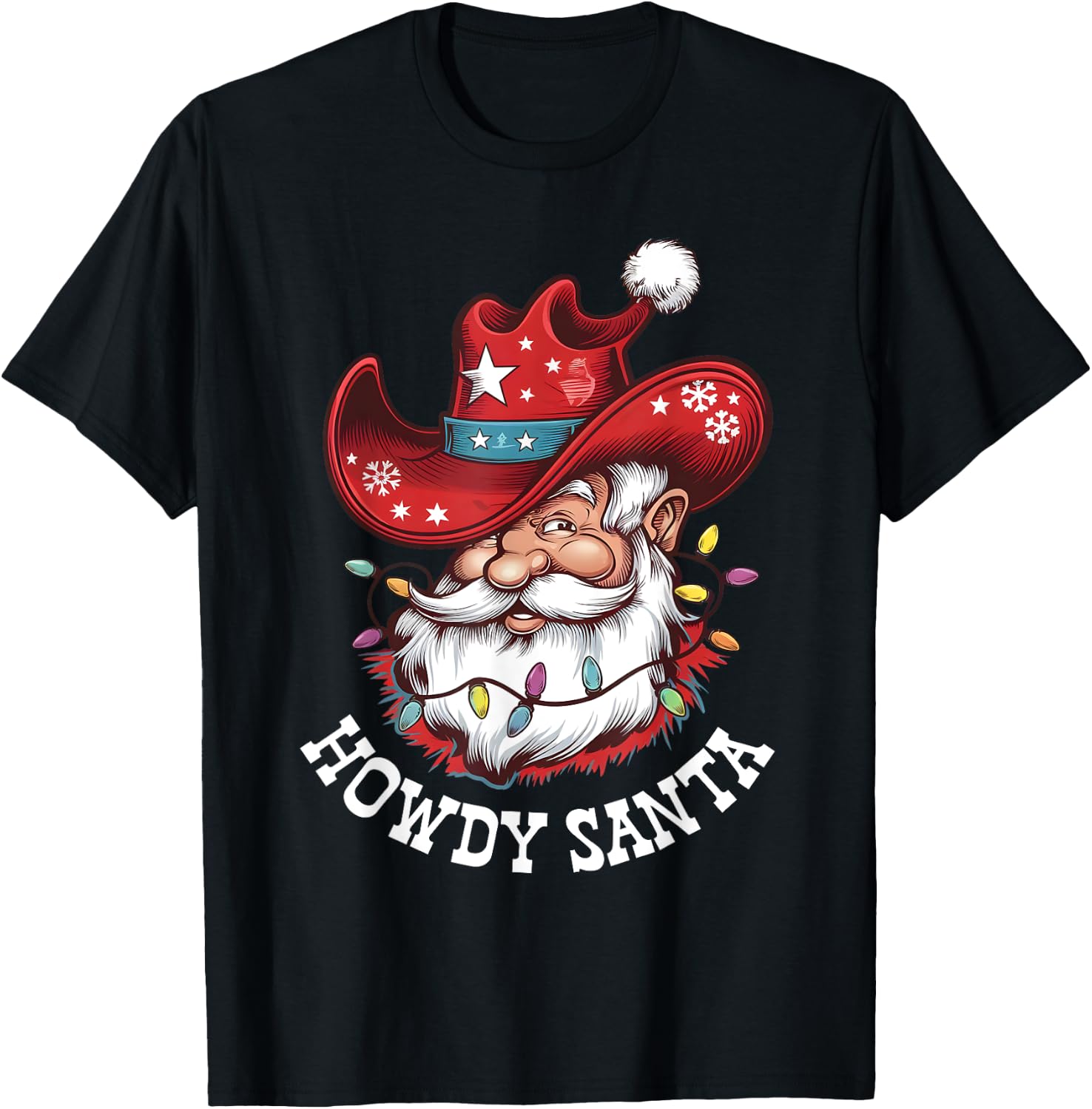 Howdy Santa Cowboy Western Christmas Funny Xmas Costumes T-Shirt - T-Shirt | Black