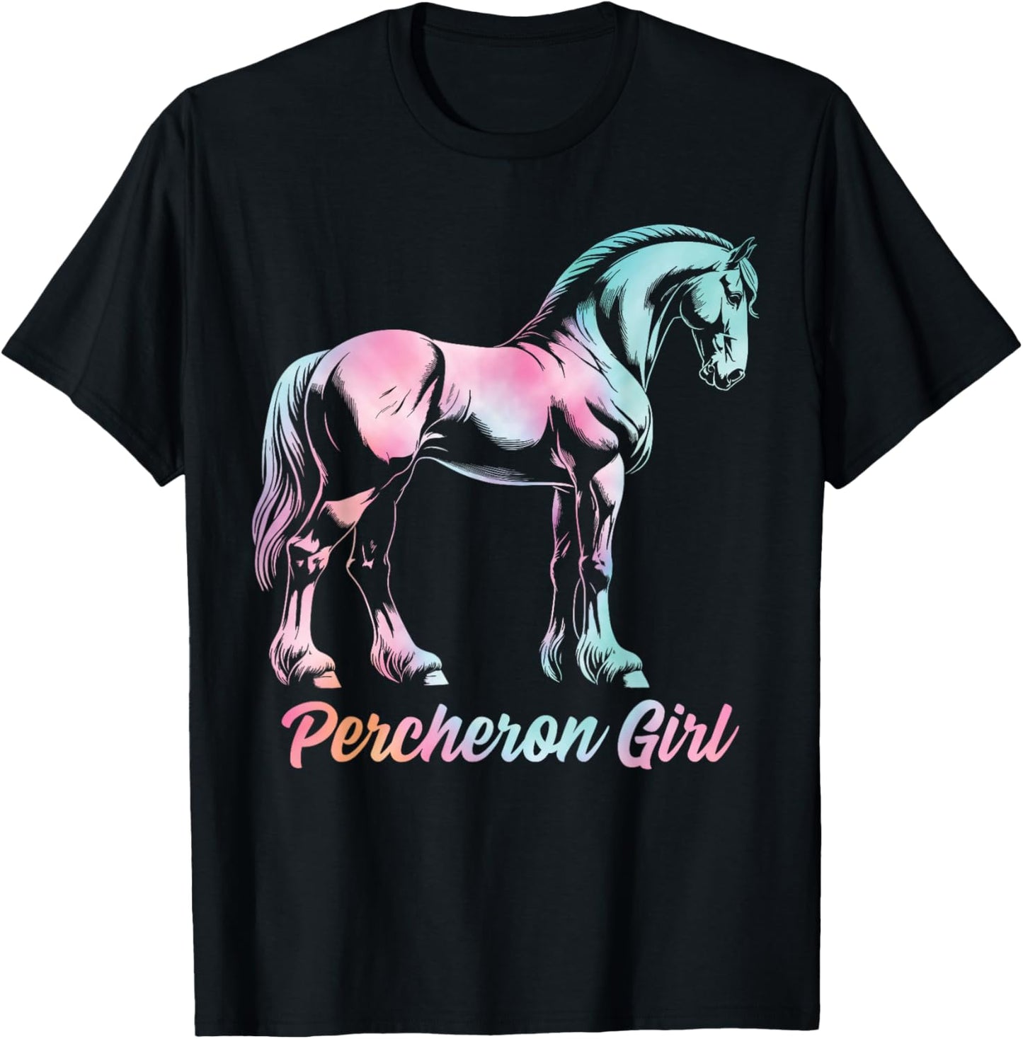 Percheron Horse Girl, Equestrian Percheron Horse T-Shirt - T-Shirt | Black