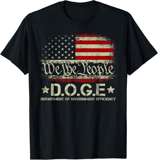 DOGE D.O.G.E. Department Of Government Efficiency US Flag T-Shirt - T-Shirt | Black