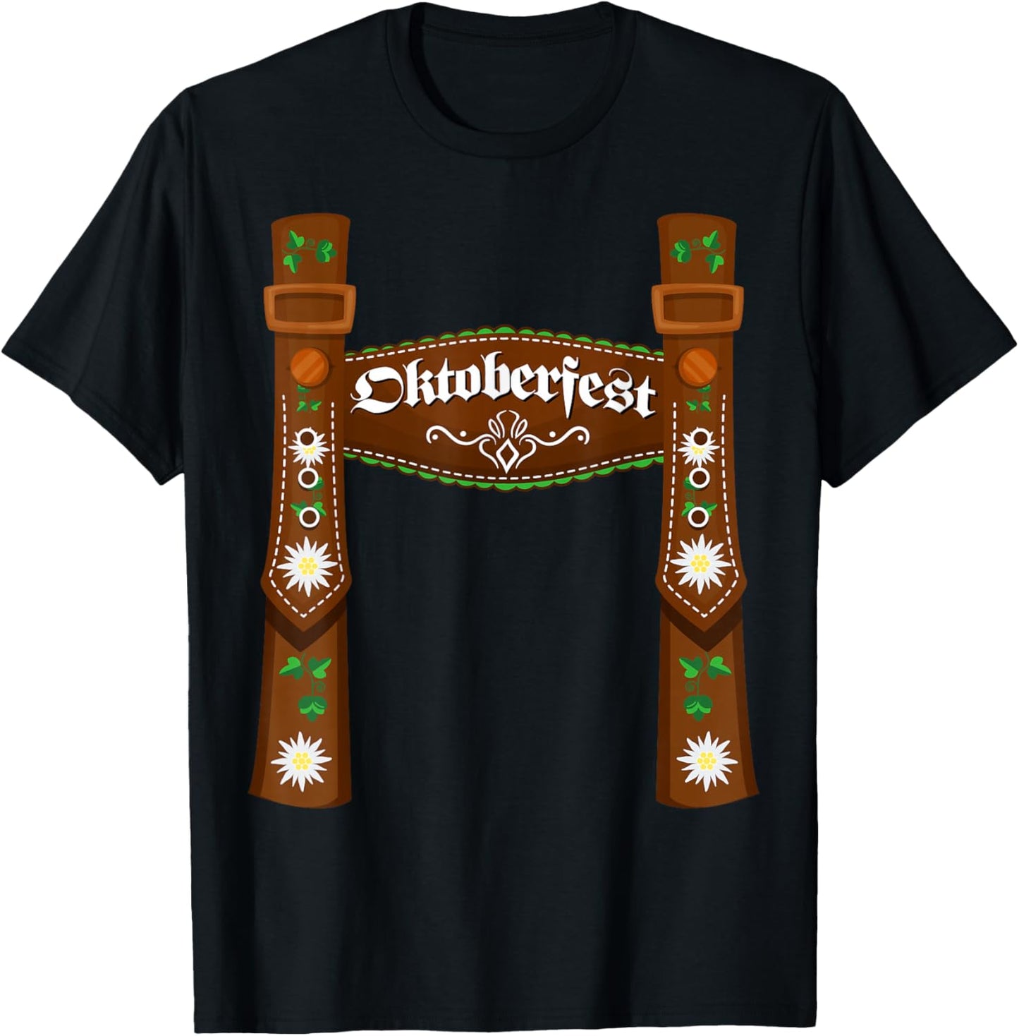Oktoberfest Lederhosen Costume Cute German Bavarian Men Boys T-Shirt - T-Shirt | Black