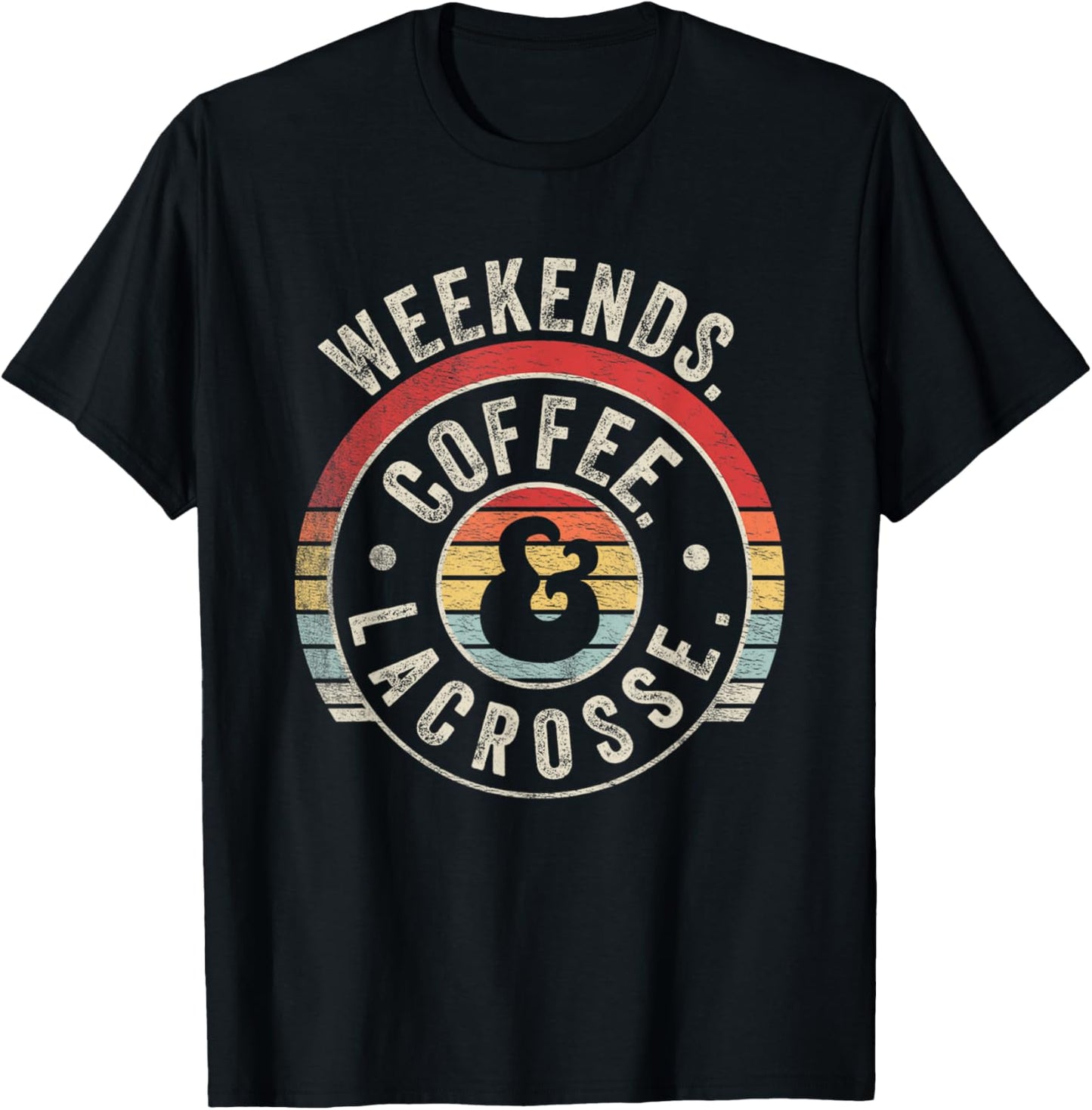 Retro Vintage Lacrosse Shirt Weekends Coffee Lacrosse T-Shirt - T-Shirt | Black
