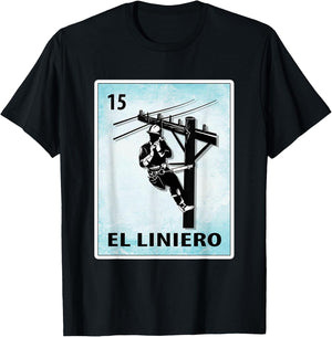 El Liniero Mexican Lineman Cards T-Shirt - T-Shirt | Black