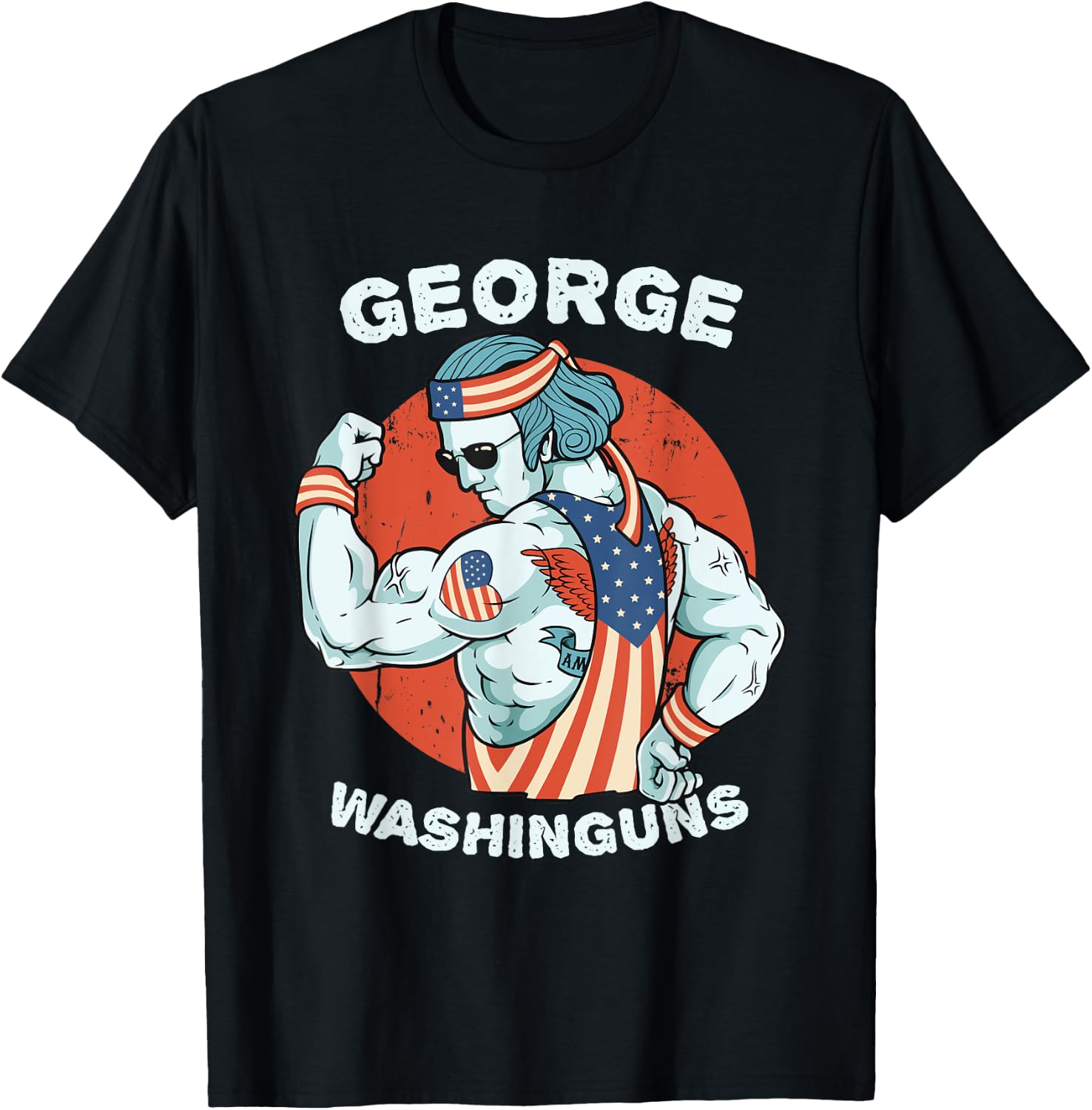 Funny George Washinguns Workout Patriotic 4th of July Men T-Shirt - T-Shirt | Black