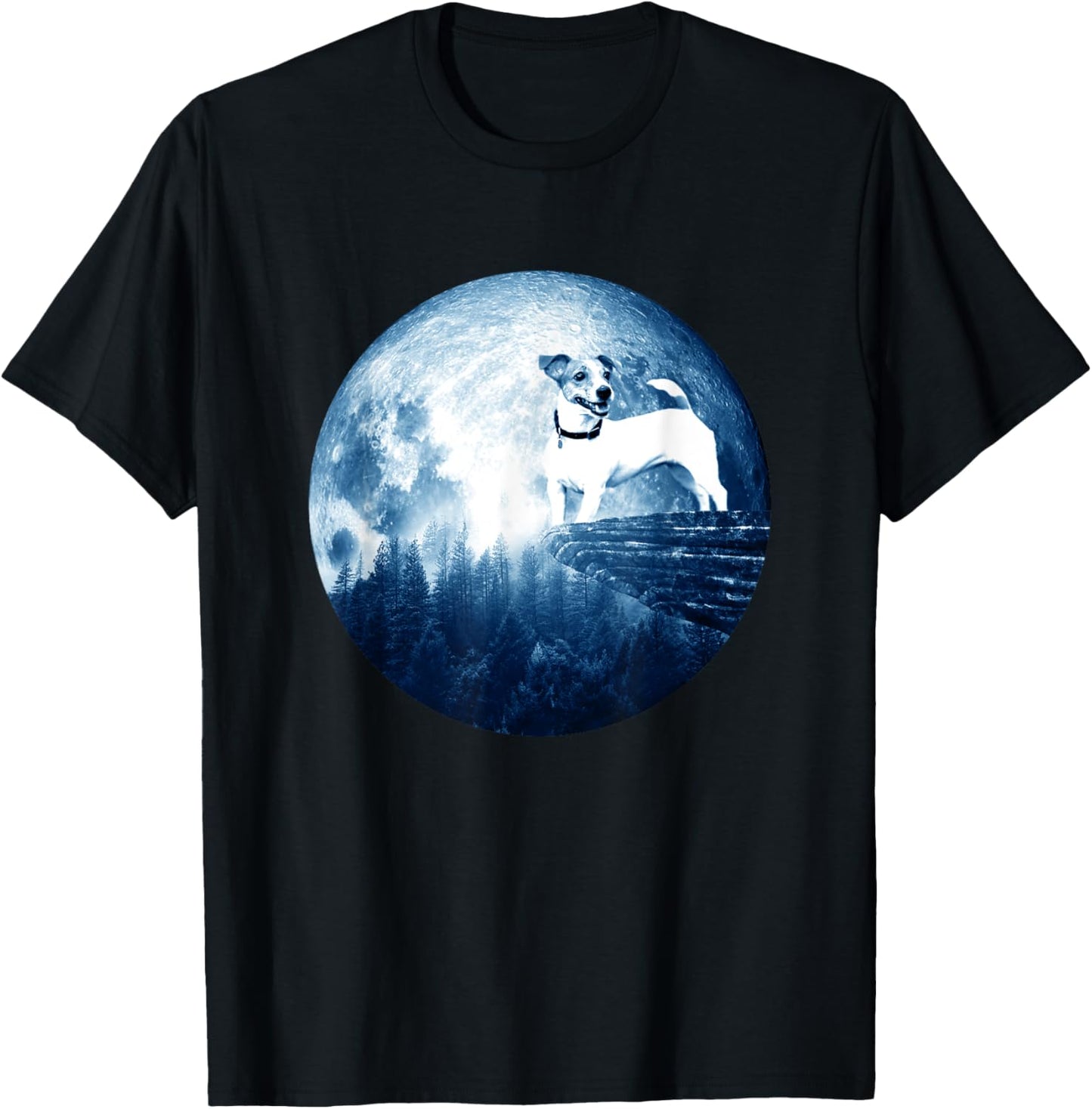 Jack Russell Terrier Dog Moon Dog Mom Dad Dog Lovers Women Kids T-Shirt - T-Shirt | Black