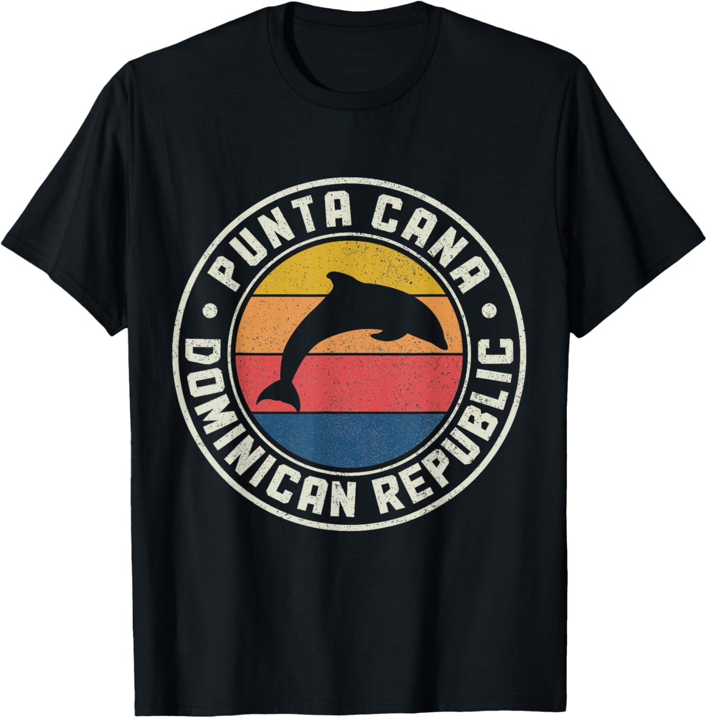 Punta Cana Dominican Republic Dolphin Souvenir Vintage T-Shirt - T-Shirt | Black