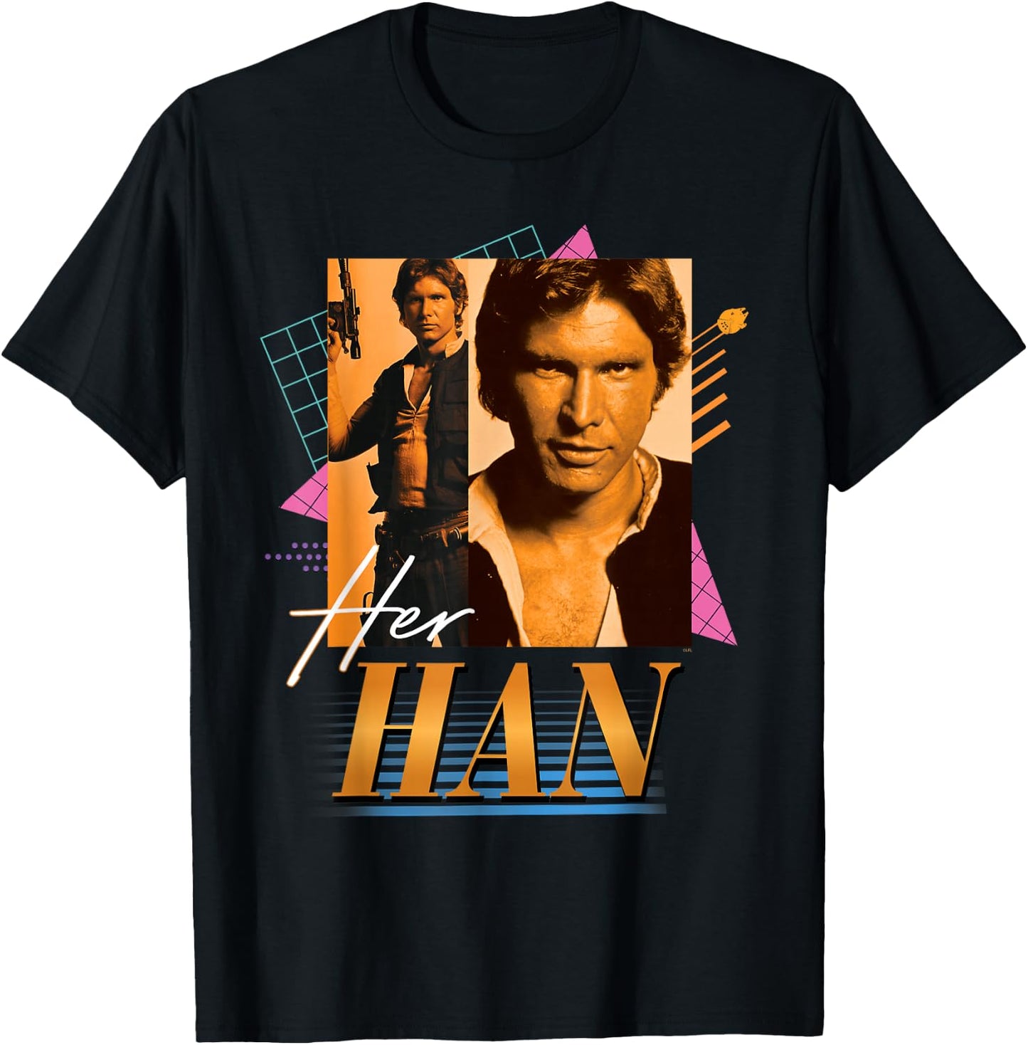 Star Wars Valentine's Day '90s Couples Matching Her Han T-Shirt - T-Shirt | Black