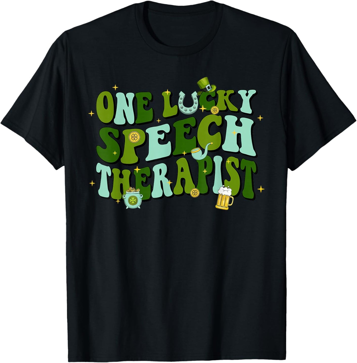 One Lucky Speech Therapist SLP St Patricks Day Irish T-Shirt - T-Shirt | Black