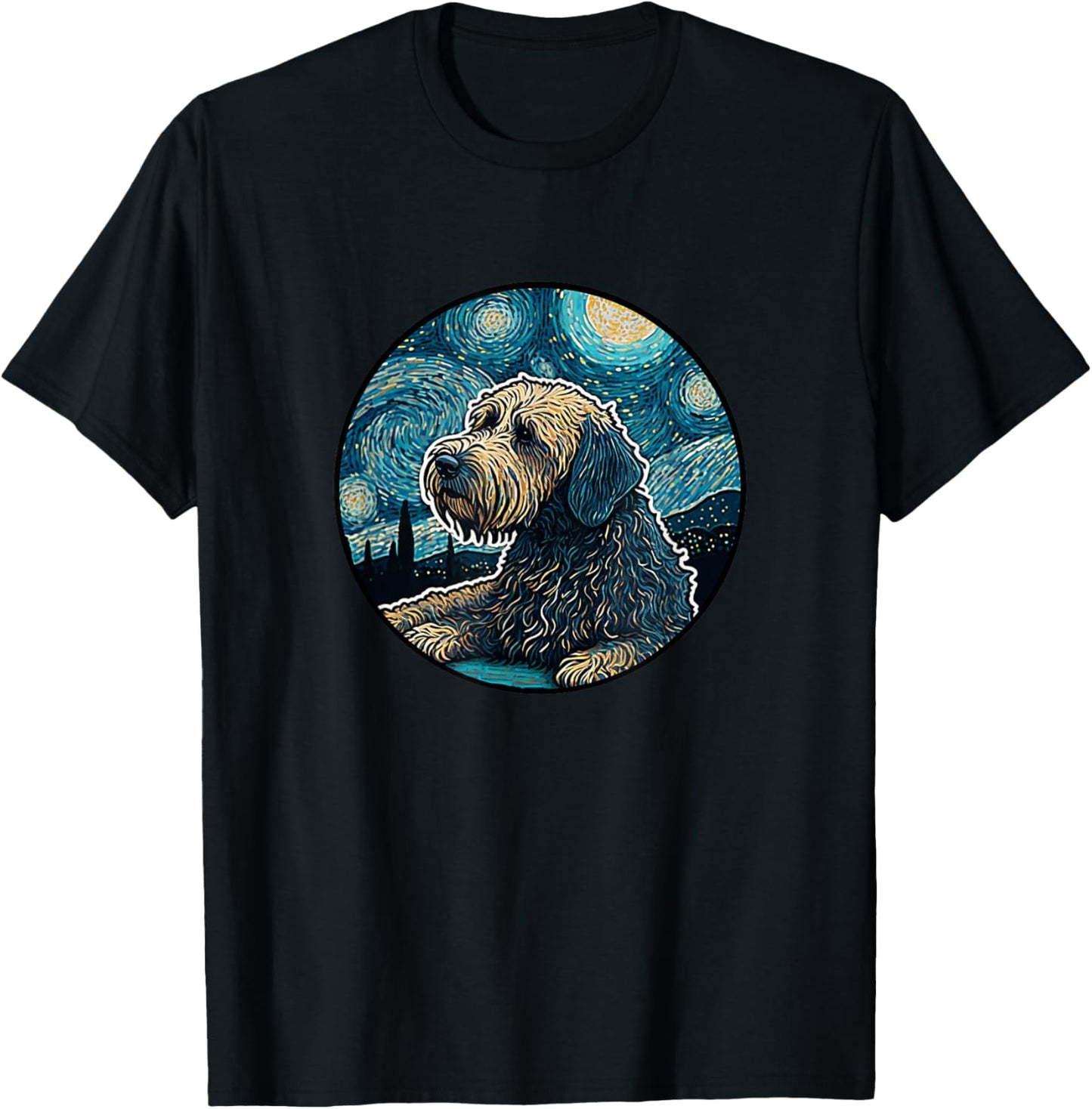 Whoodle Starry Night Painting Dog Mom Dad Women Girls Kids T-Shirt - T-Shirt | Black