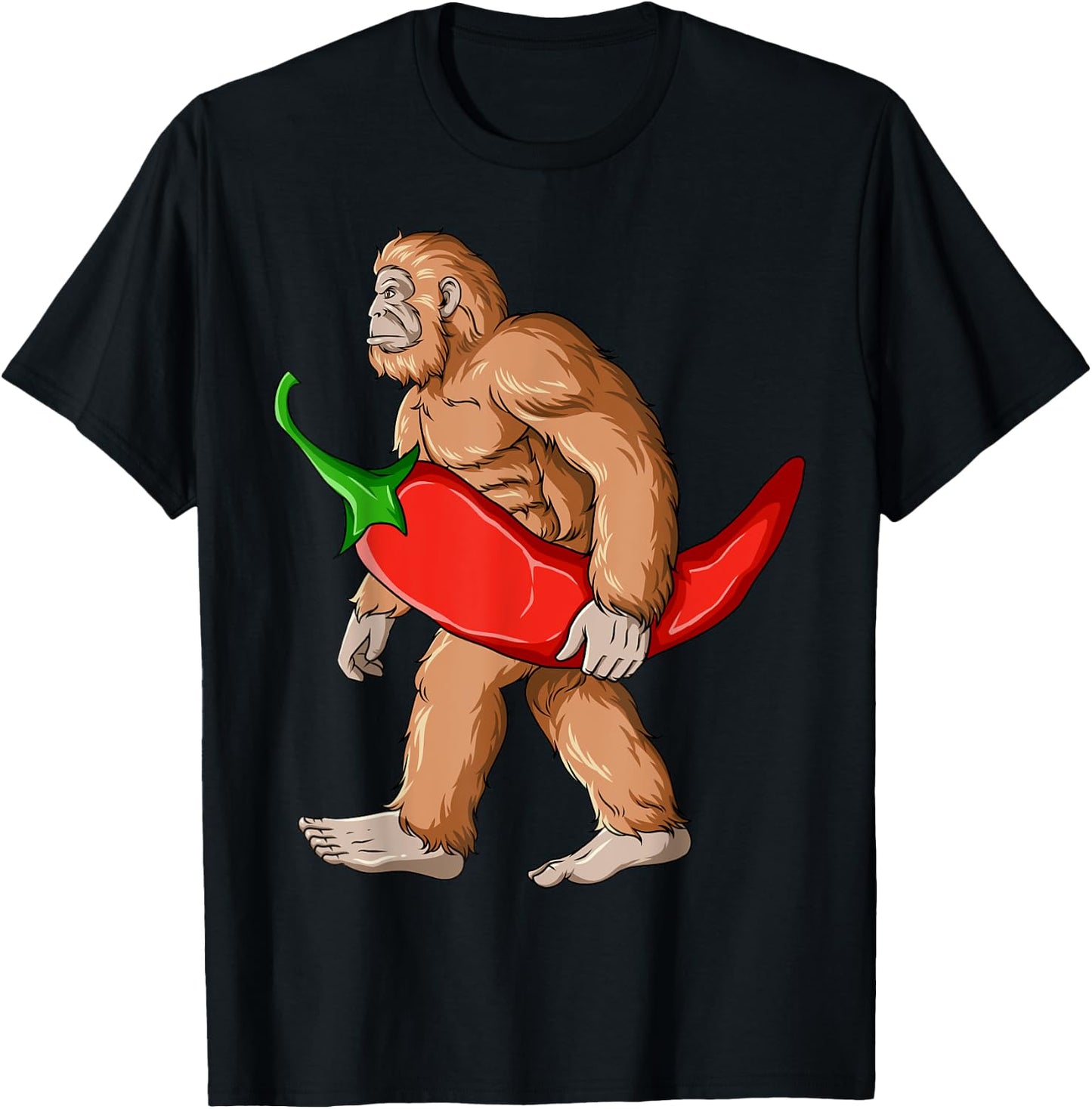 Bigfoot Chili Pepper Sasquatch Mexican Jalapeno T-Shirt - T-Shirt | Black