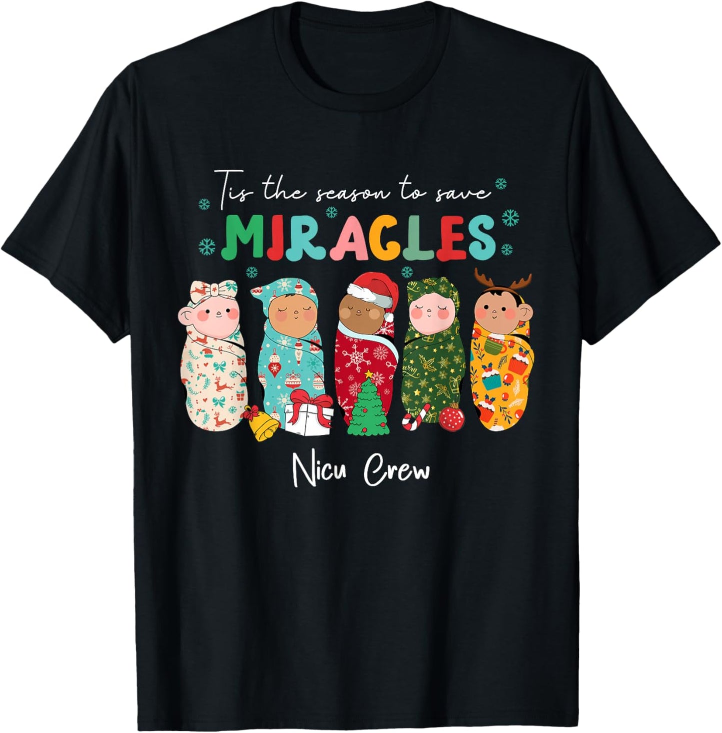 Funny NICU Nurse Animal Nurse Appreciation , -Adults, Kids, Nurses, Holiday Enthusiasts, Black, Small, Short Sleeve, Christmas NICU Nurse T-Shirt - T-Shirt | Black