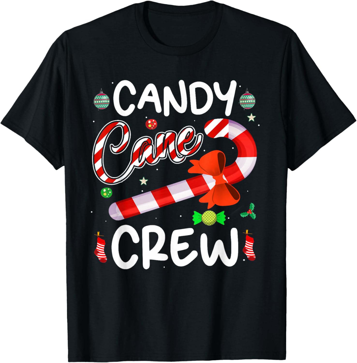 Candy Cane Crew Funny Christmas Candy Lover X-mas Gifts T-Shirt - T-Shirt | Black