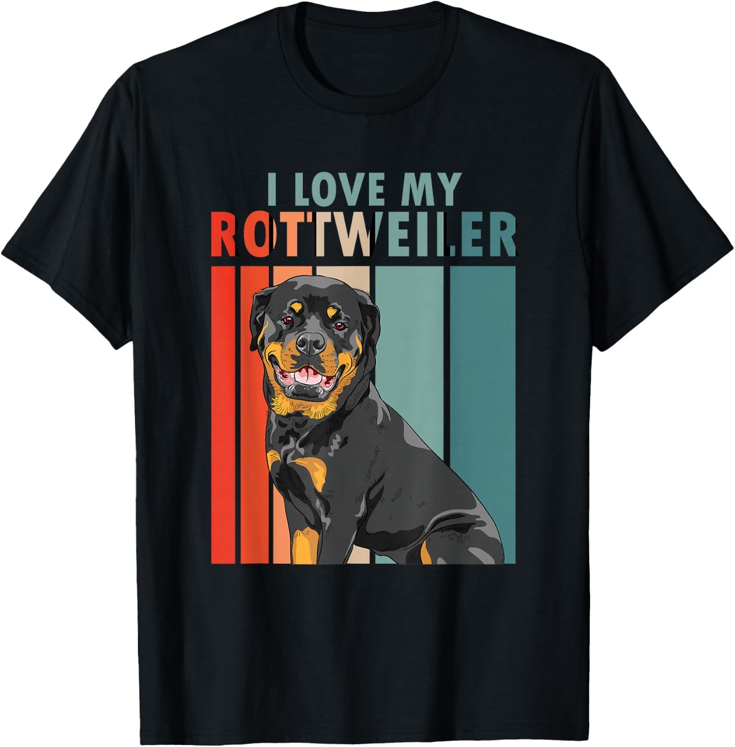 I Love My Rottweiler | Vintage Rottie | Dog Owner T-Shirt - T-Shirt | Black