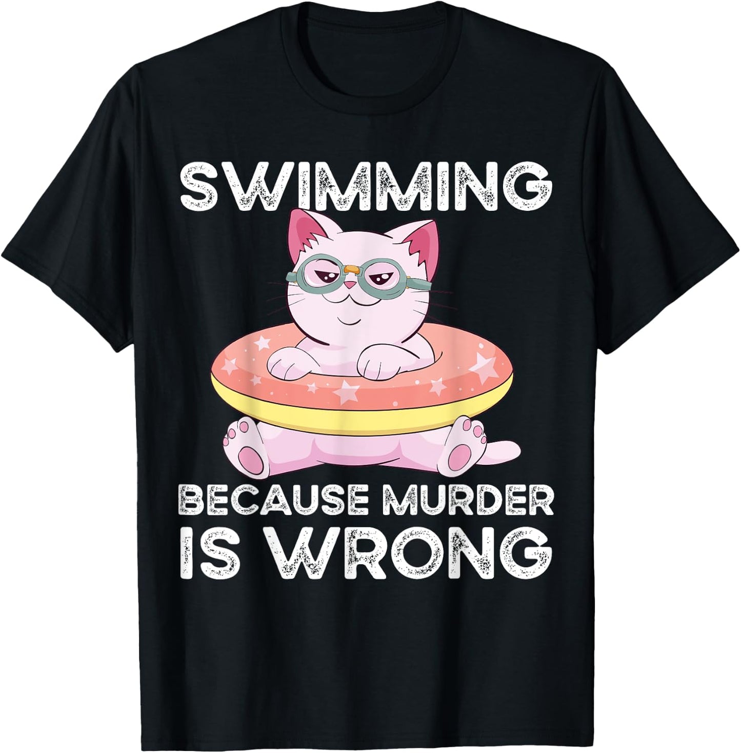 Swimming Because Murder Is Wrong T-Shirt - T-Shirt | Black