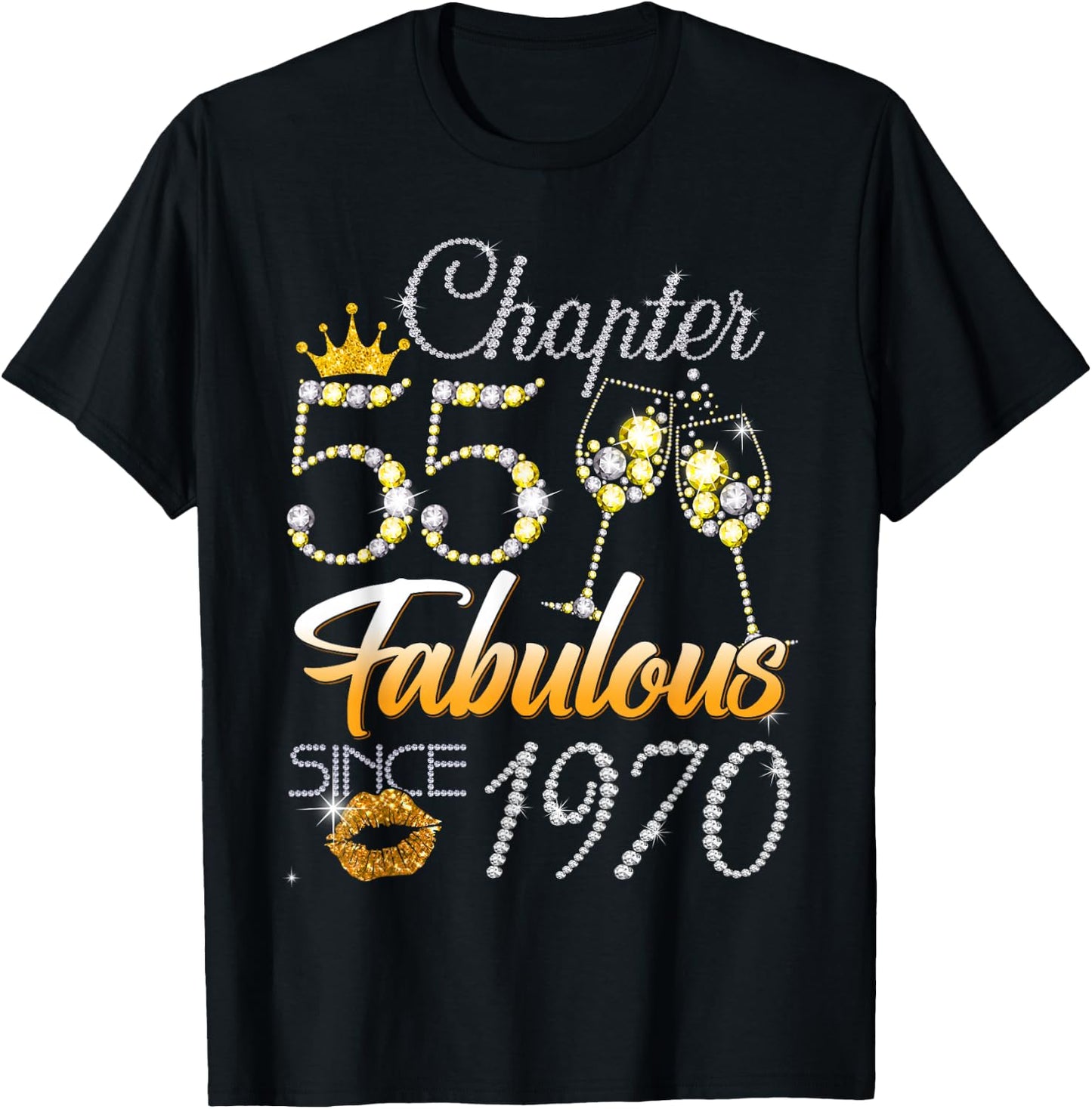 Chapter 55 Fabulous Since 1970 55th Leopard Birthday Queen T-Shirt - T-Shirt | Black