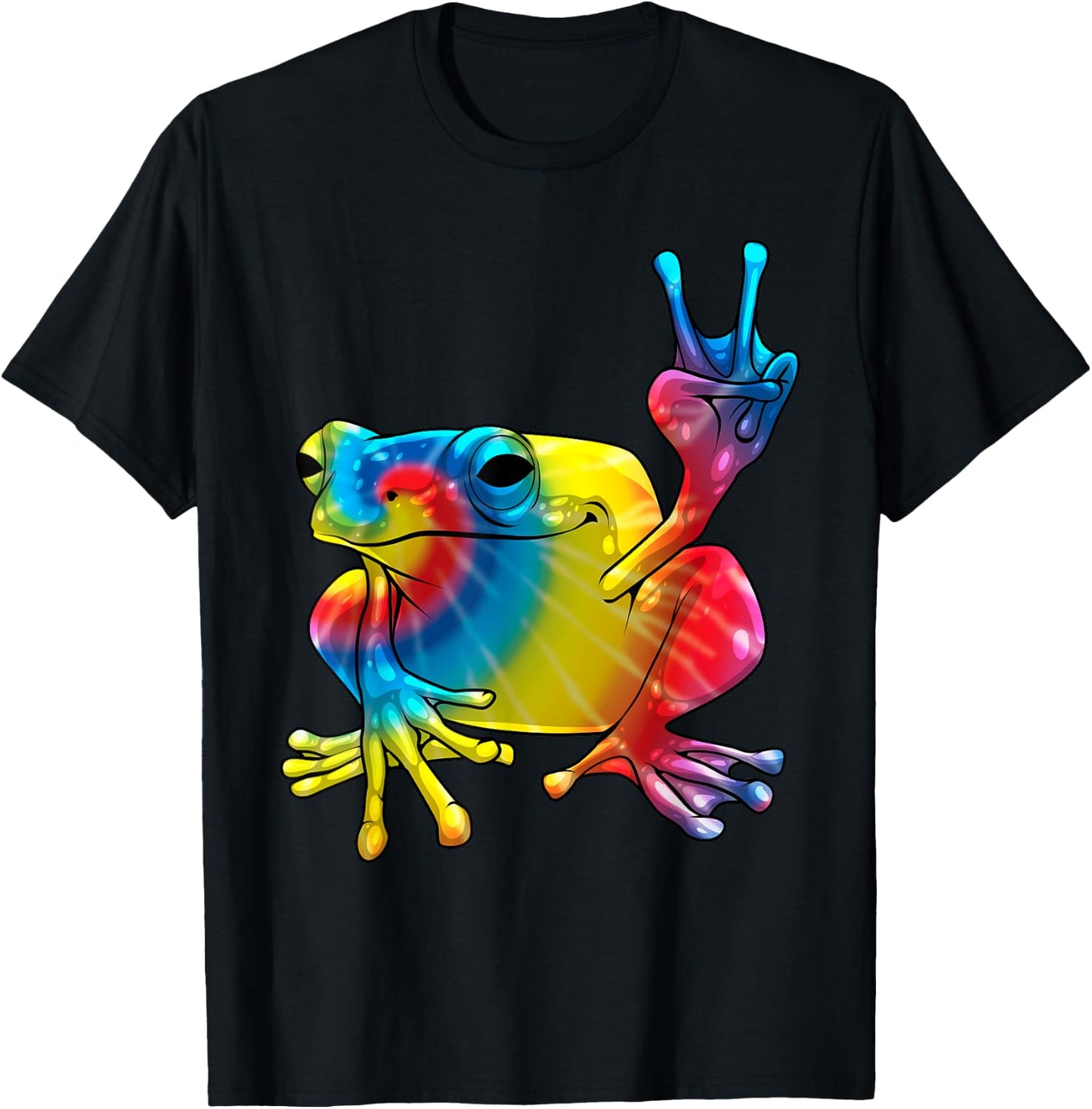 Cute Frog Peace Sign Women Amphibian Animal Lover T-Shirt - T-Shirt | Black