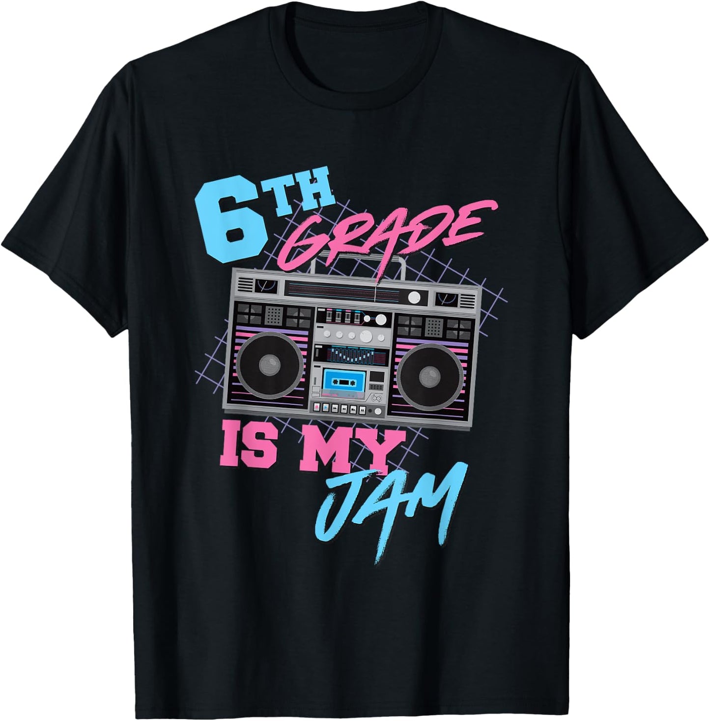 6th Grade Is My Jam - Vintage 80s Boombox Teacher Student T-Shirt - T-Shirt | Black